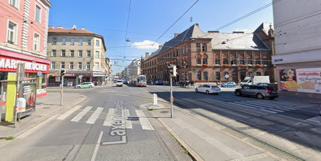Der Tatort: die Kreuzung Laxenburger Straße/Gudrunstraße in Wien-Favoriten.