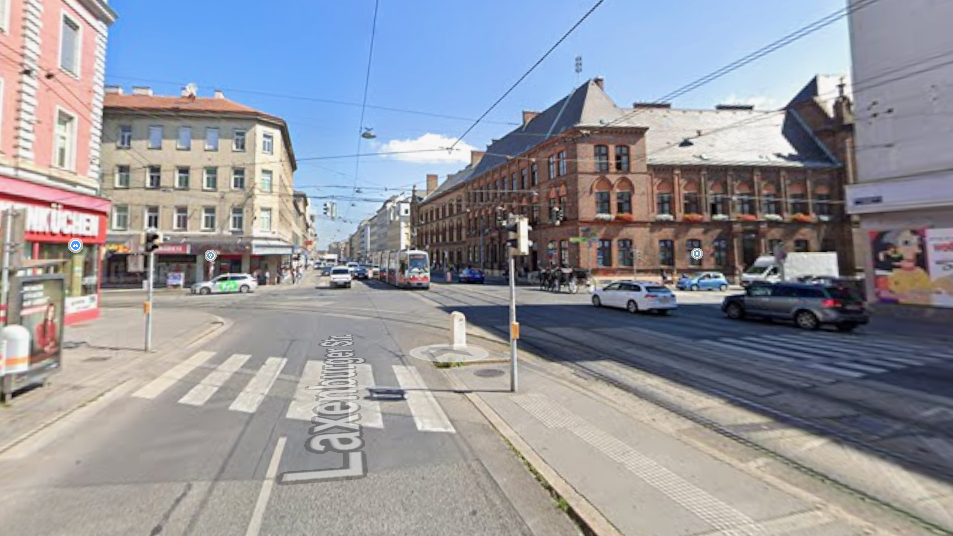 Der Tatort: die Kreuzung Laxenburger Straße/Gudrunstraße in Wien-Favoriten.