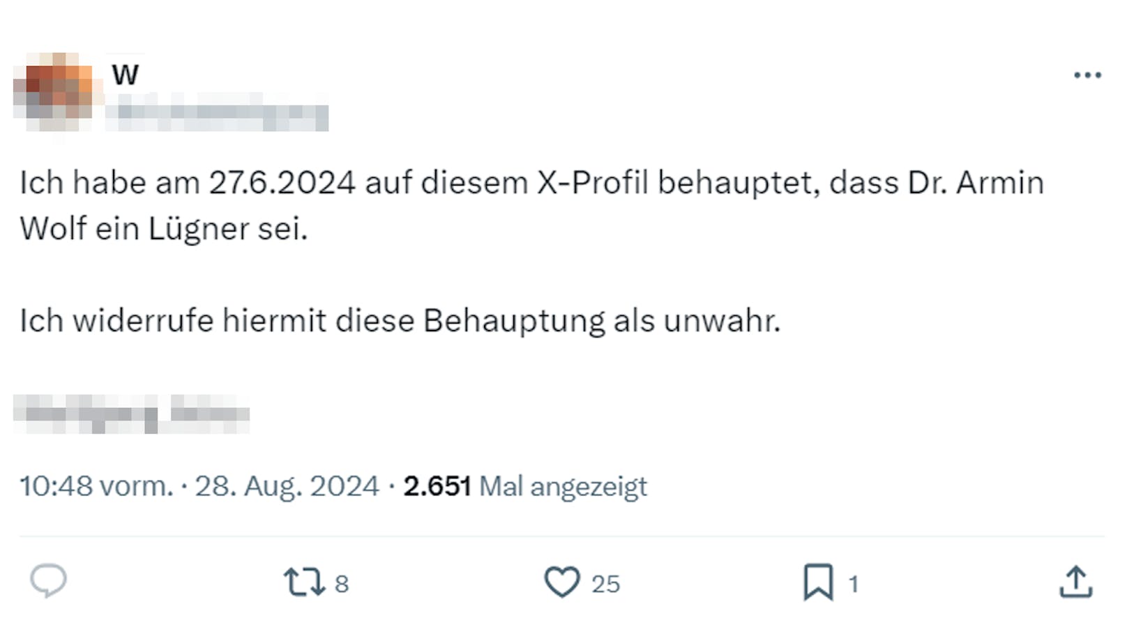 "Lügner": Der User musste seine Behauptung als unwahr widerrufen.