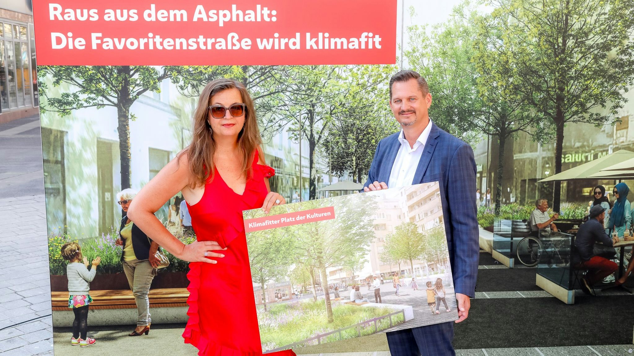 Planungsstadträtin Ulli Sima und Favoritens Bezirksvorsteher Marcus Franz gaben am Donnerstag den Startschuss für die Umgestaltung der Favoritenstraße.