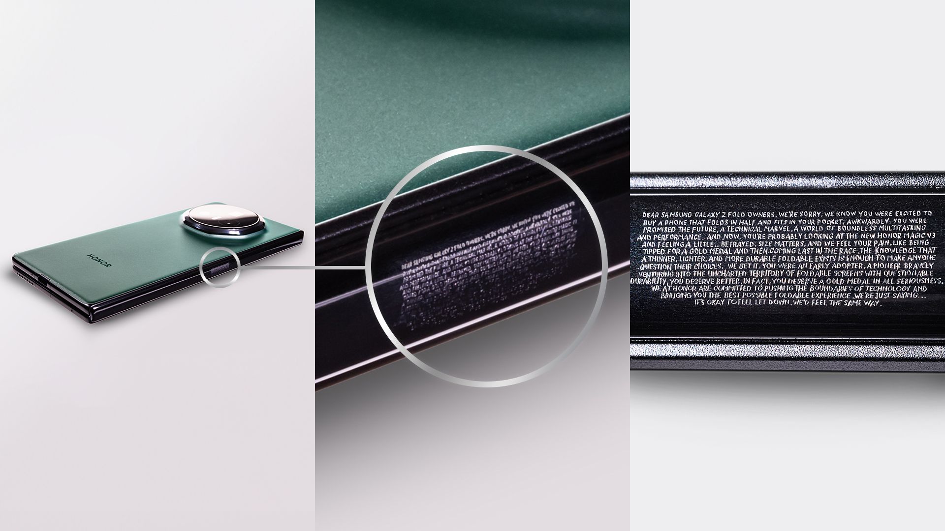 Große Entschuldigung in kleinster Form: So schießt Honor gegen Samsung.