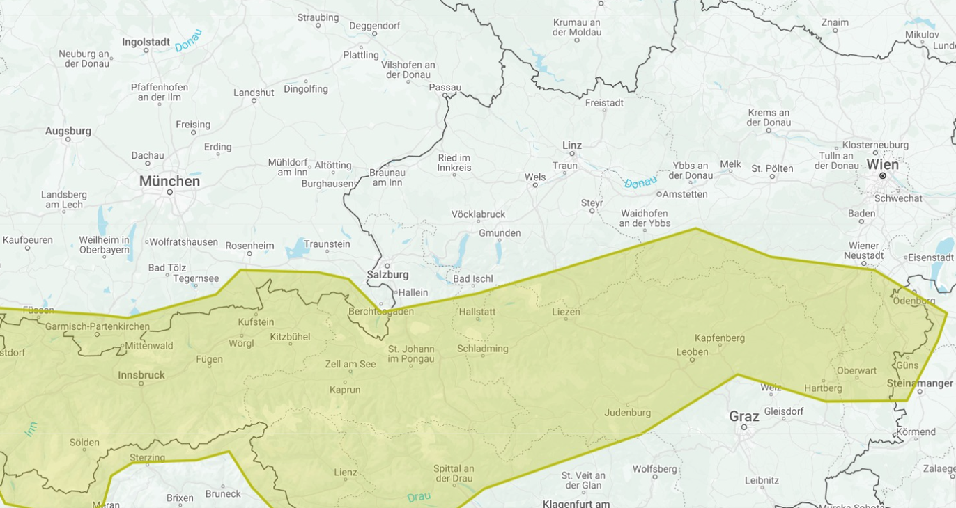 Heute.at - Karte zeigt, wo Hagel-Gewitter nach Österreich kommt