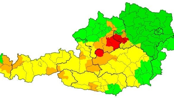 Die aktuellen Unwetterwarnungen für Österreich