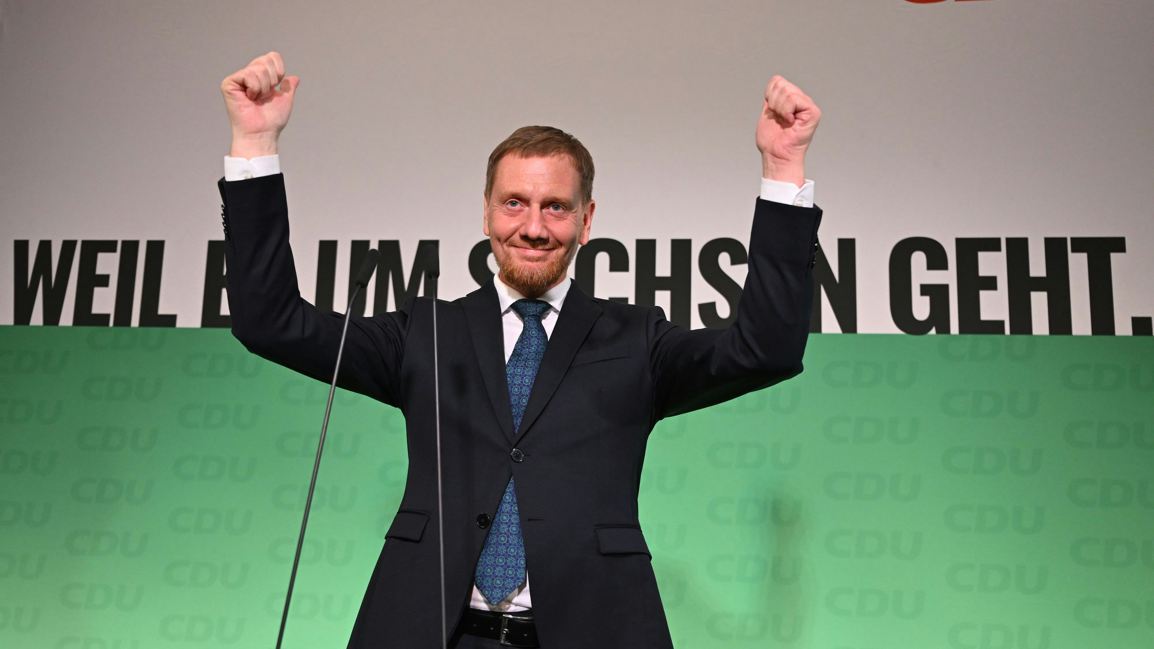 Wahlsieger Michael Kretschmer: der sächsische CDU-Ministerpräsident wird nun wohl mit dem Bündnis Sahra Wagenknecht koalieren