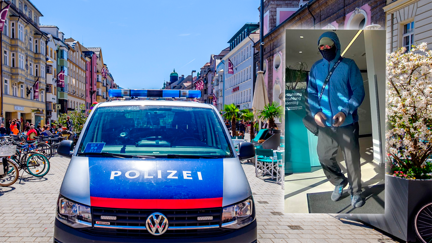 Die Polizei fahndet nach diesem Bankräuber.