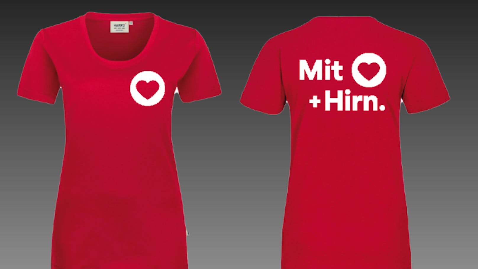 Zwei T-Shirts zur "Herz und Hirn"-Tour von SPÖ-Spitzenkandidat Andreas Babler. Preis: 24 Euro. Gibt's auch in Grau.