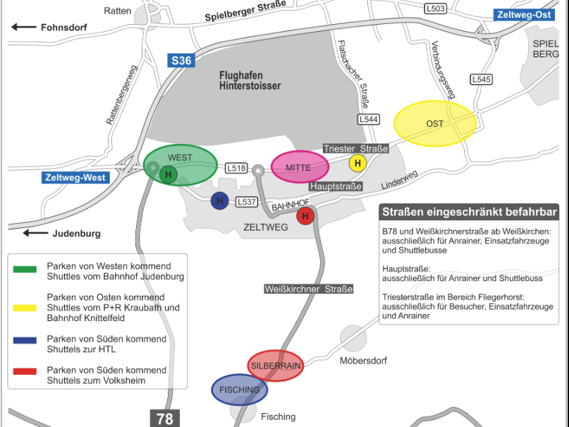 Für die Airpower24 wurde ein neues Verkehrskonzept mit stark ausgebautem Öffi-Angebot eingerichtet, um Staus zu entgehen.