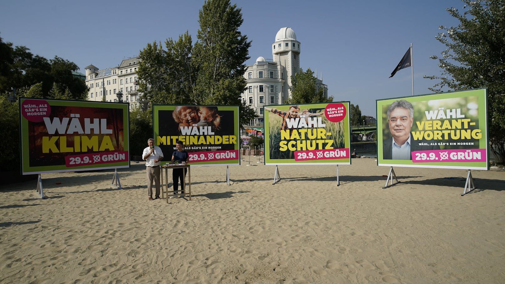 Am Donnerstag präsentierten die Grünen ihre zweite Plakatwelle für die Nationalratswahl am 29. September.