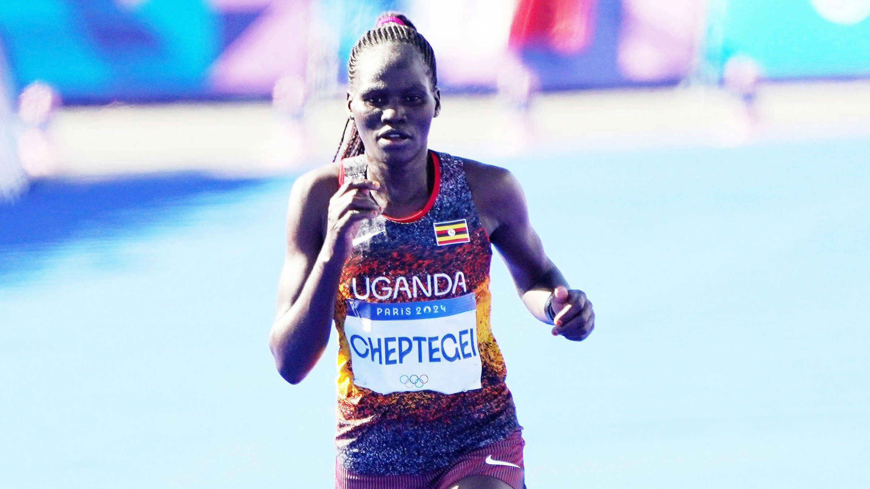 Rebecca Cheptegei beim Olympischen Marathon von Paris.