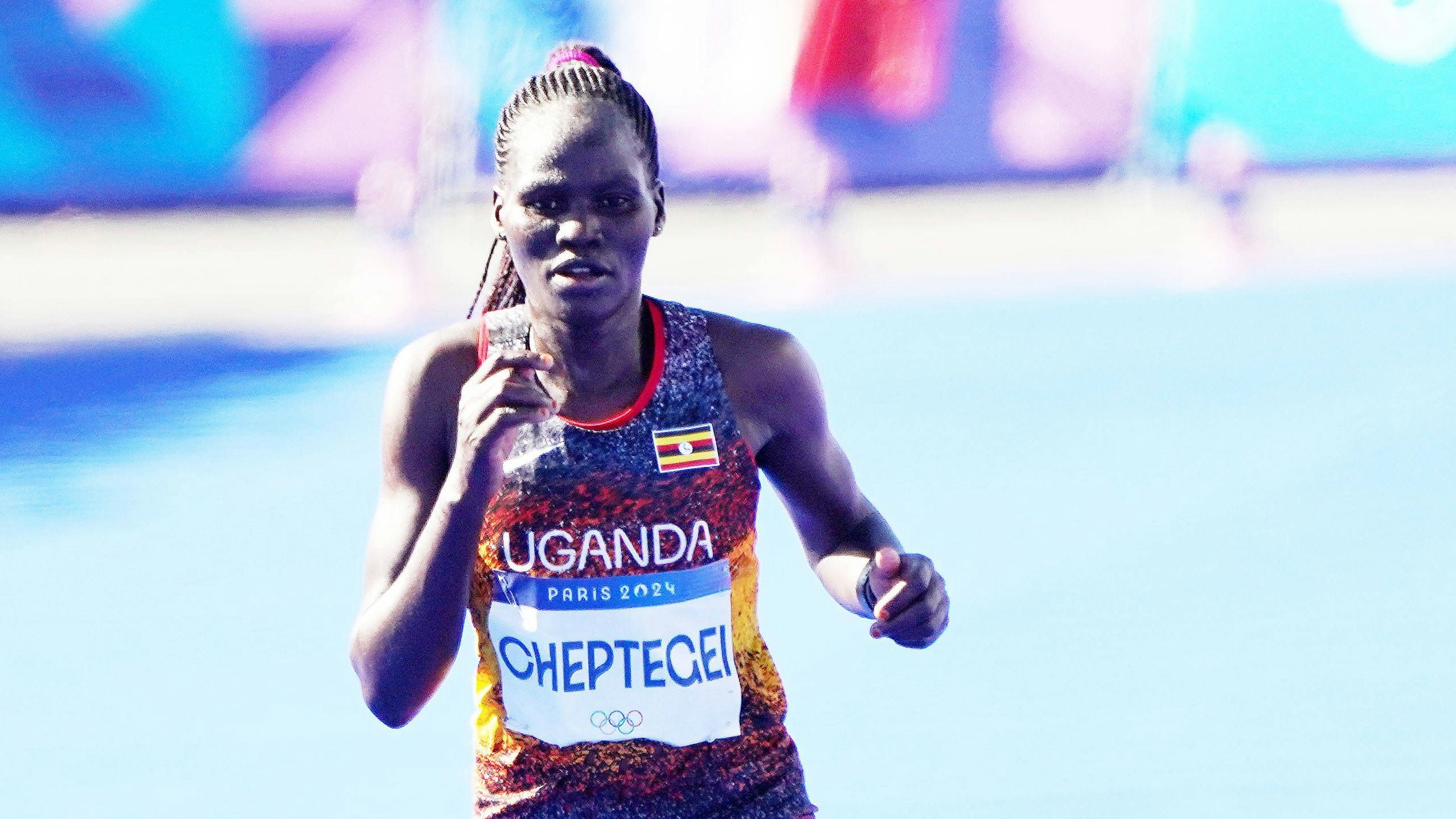 Rebecca Cheptegei beim Olympischen Marathon von Paris.