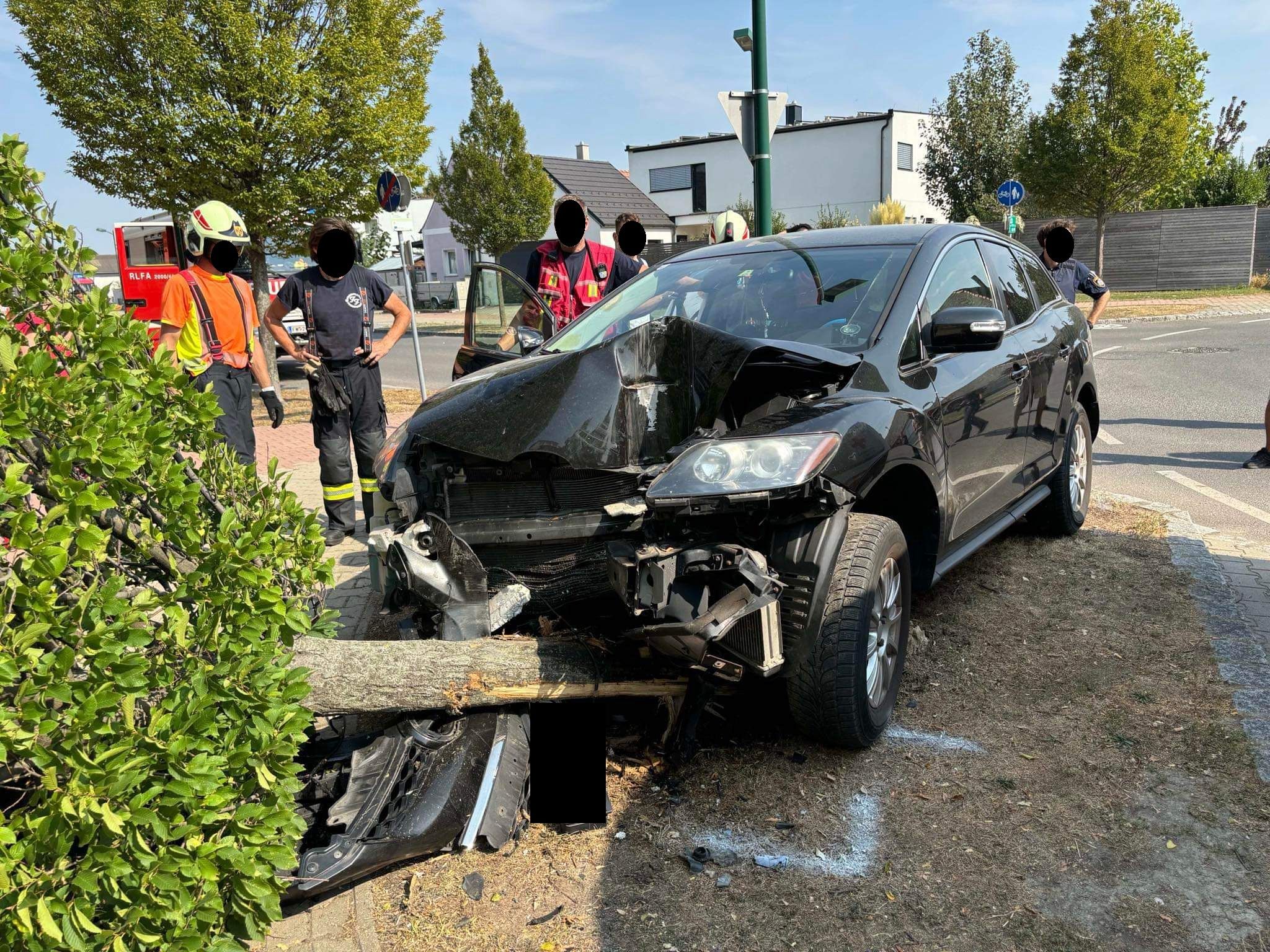 Der Alkolenker krachte gegen einen Baum. 