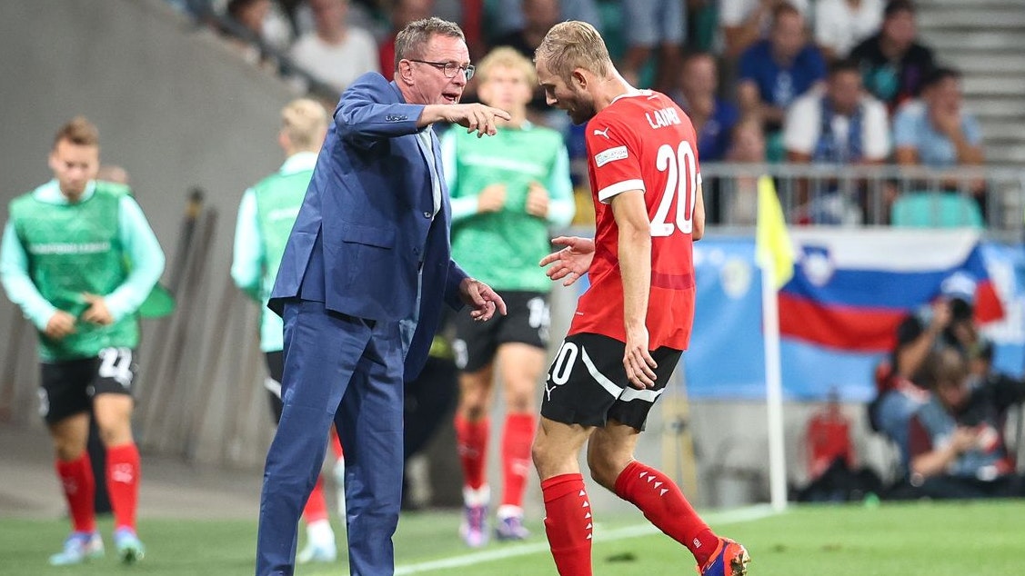 Ralf Rangnick und Bayern-Star Konrad Laimer