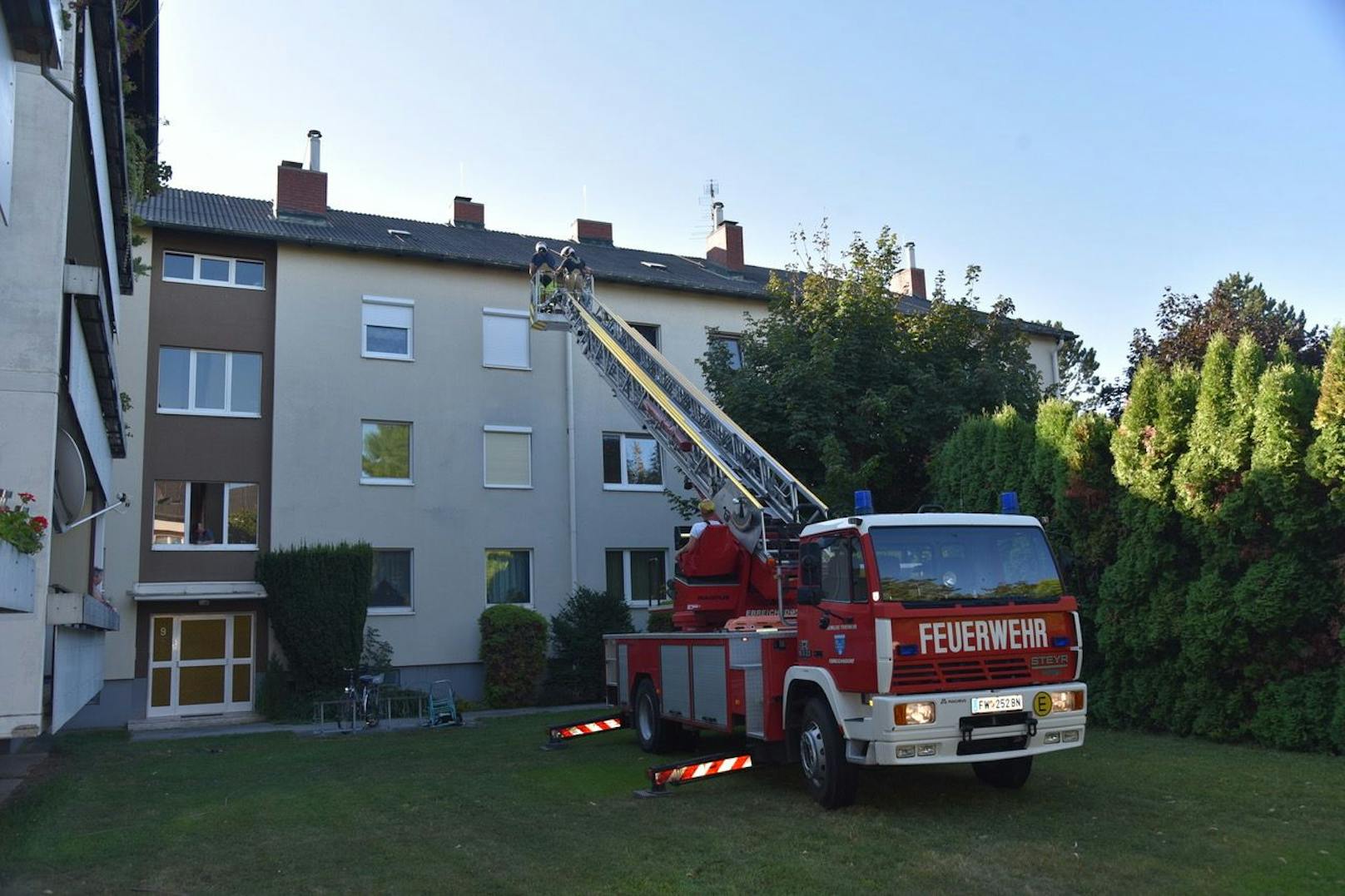 Feuerwehr rettet Vogel aus Dachrinne