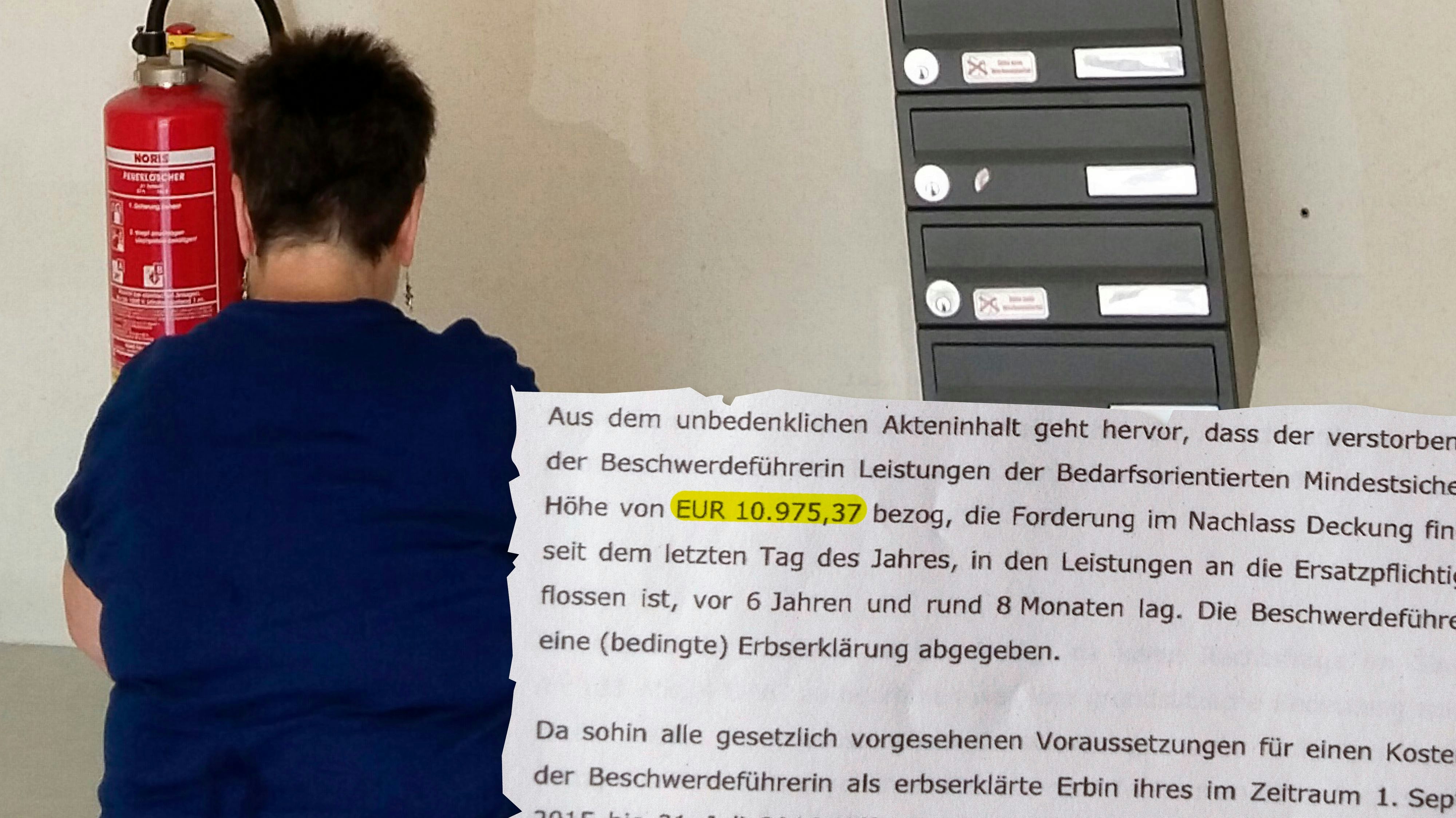 Helga S. musste rund 11.000 Euro Mindestsicherung ihres verstorbenen Sohnes zurückzahlen.