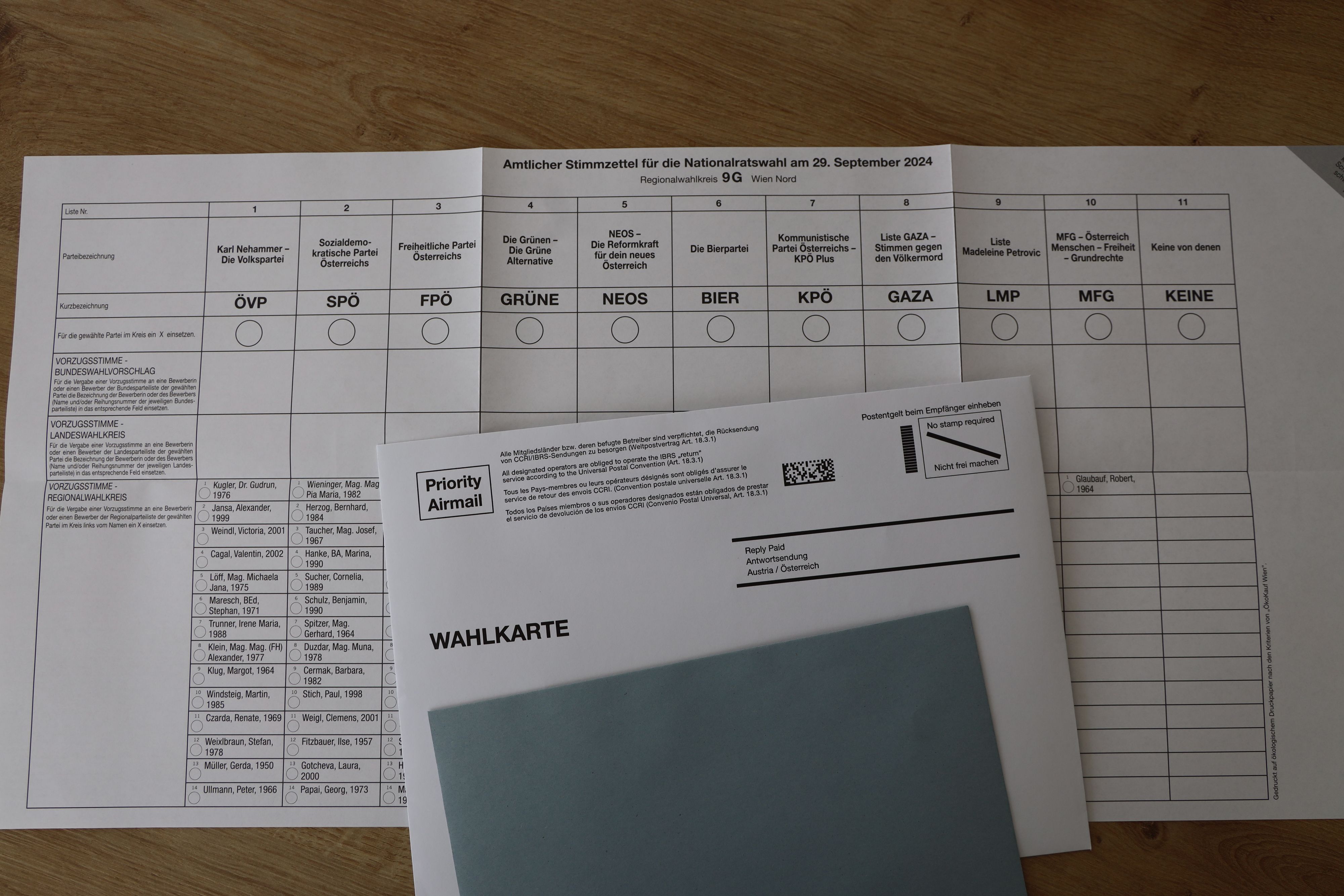 Am Mittwoch, 25. September, endet Frist für schriftliche Wahlkartenanträge.