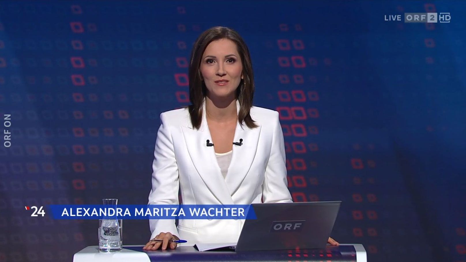 Herbert Kickl (FPÖ) und Werner Kogler (Grüne) im TV-Duell im ORF-Studio von Alexandra Maritza Wachter am 10. September 2024.