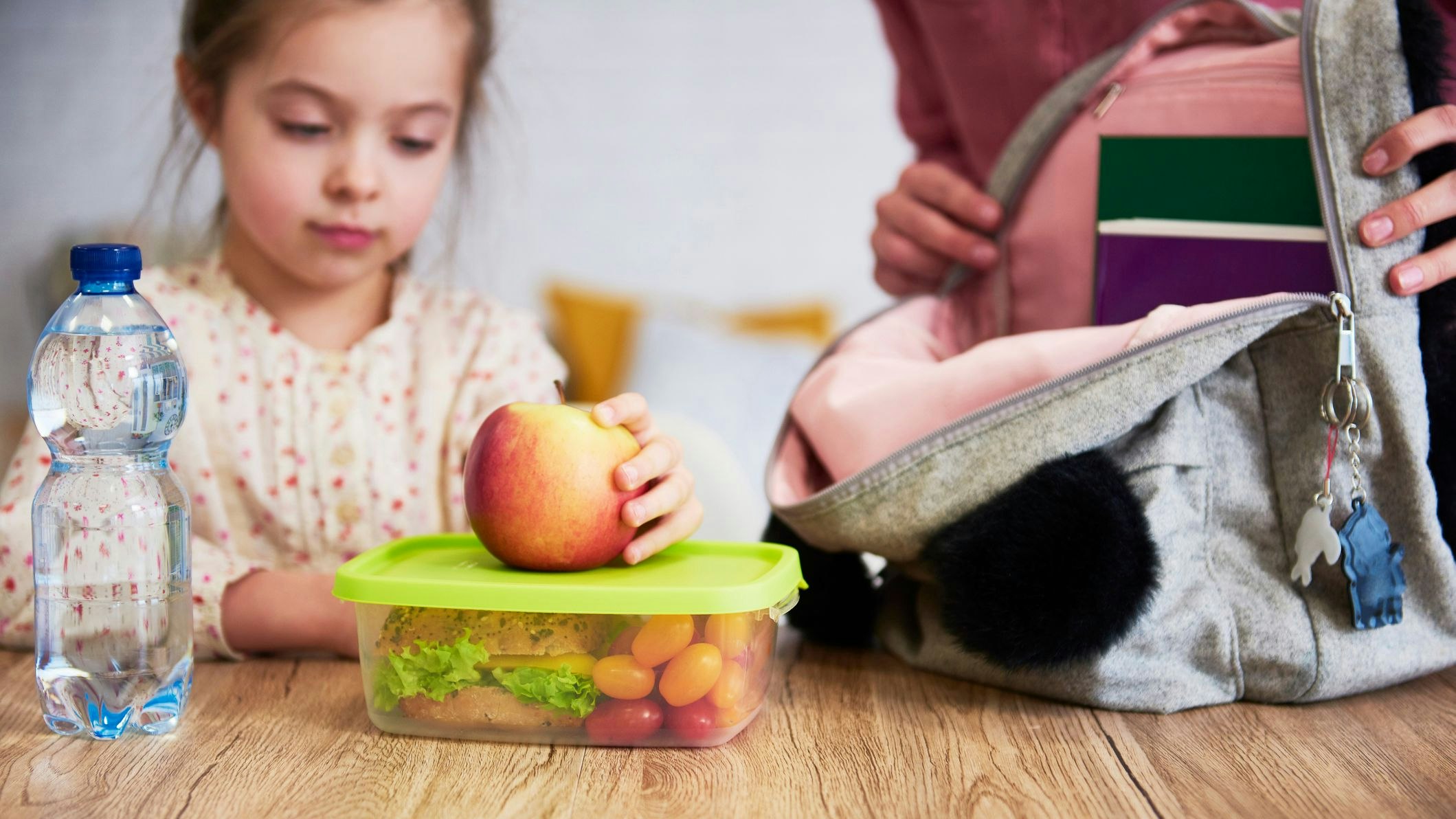 School lunch box with healthy food