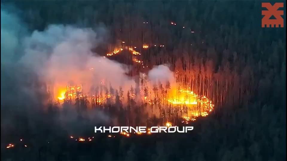 Nach dem mutmaßlichen Thermit-Abwurf bei Charkiw brennt am Boden die Vegetation.