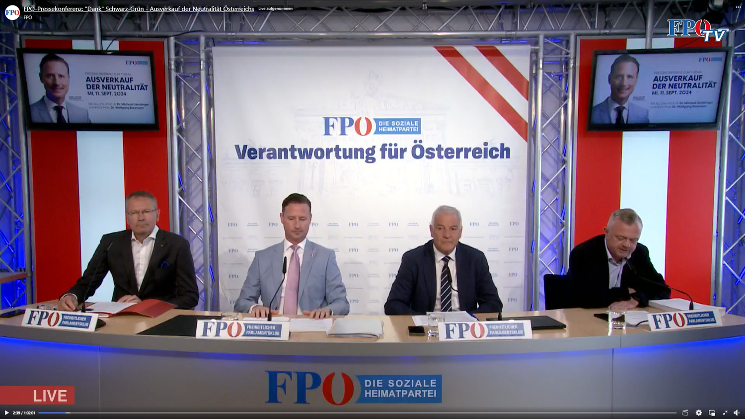 In einer Pressekonferenz am Mittwoch kritisierte die FPÖ die nationale Sicherheitsstrategie scharf.