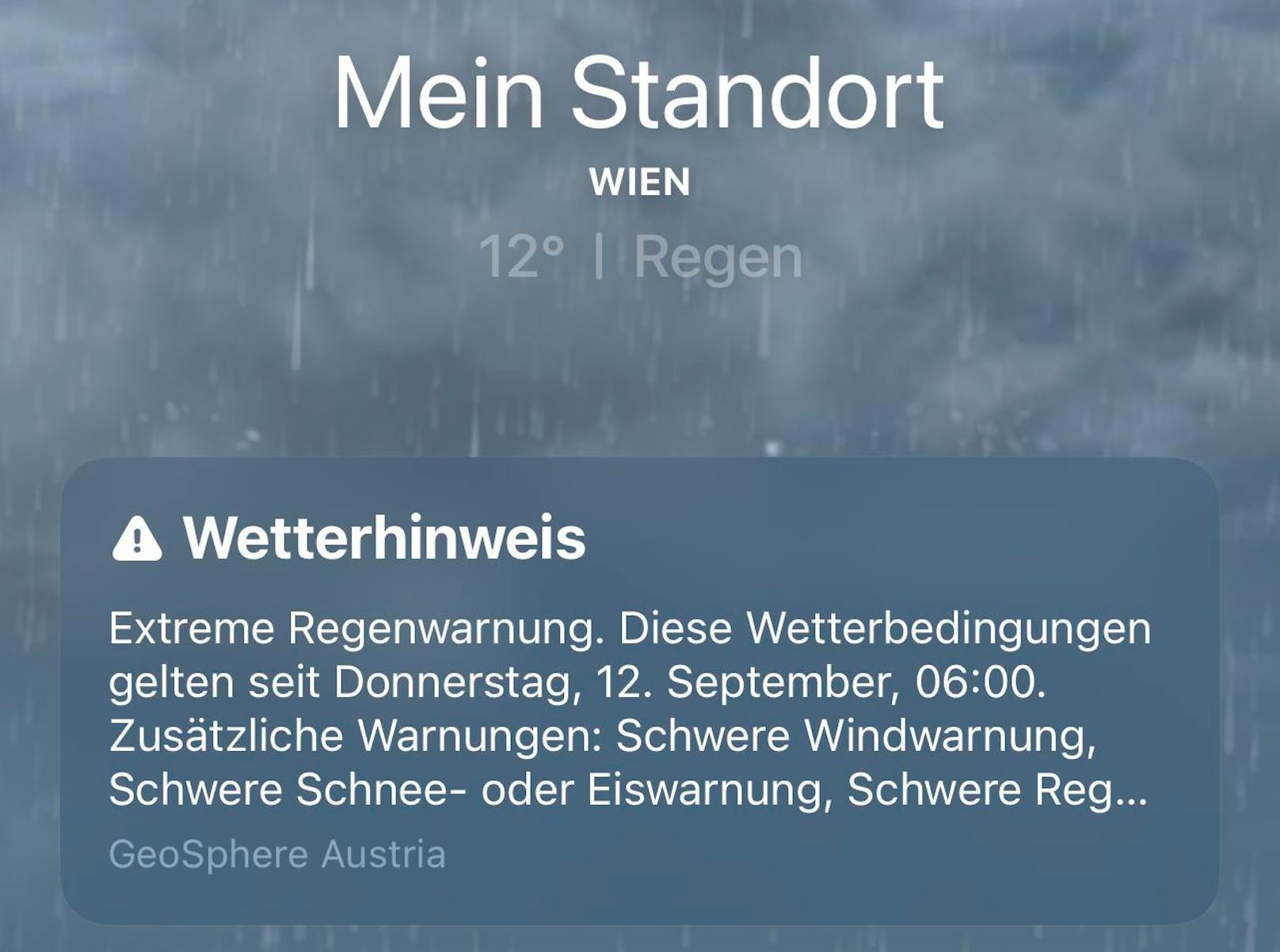 Am Donnerstagnachmittag wurde von der GeoSphere Austria irrtümlich eine Schneewarnung für Wien  verschickt und von Wetter-Apps an unzählige Handys weitergeleitet.