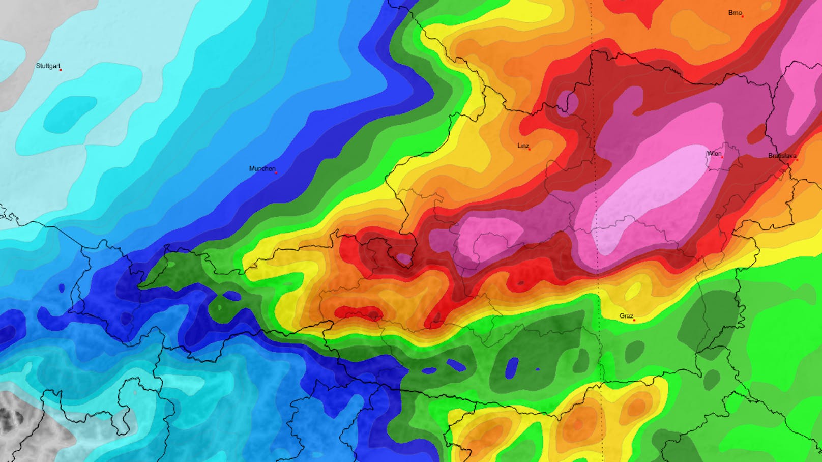 Höchste Unwetter-Warnstufe für Österreich ausgegeben