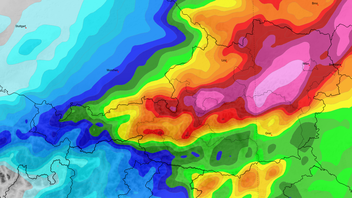 Österreich muss sich bis Montag auf jede Menge Regen einstellen.