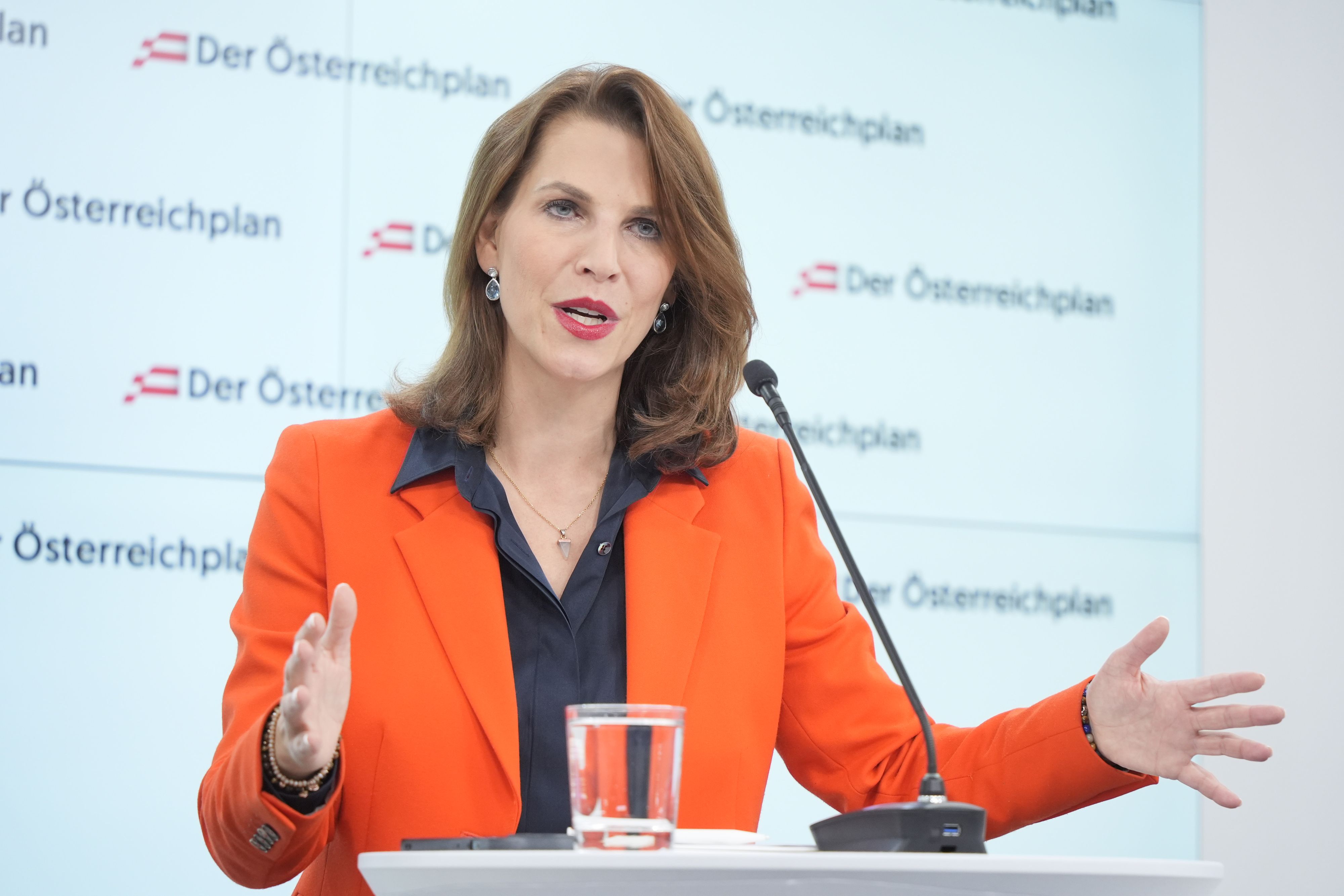 ÖVP-Verfassungsministerin Karoline Edtstadler präsentierte am Donnerstag weitere Punkte aus dem Österreichplan.