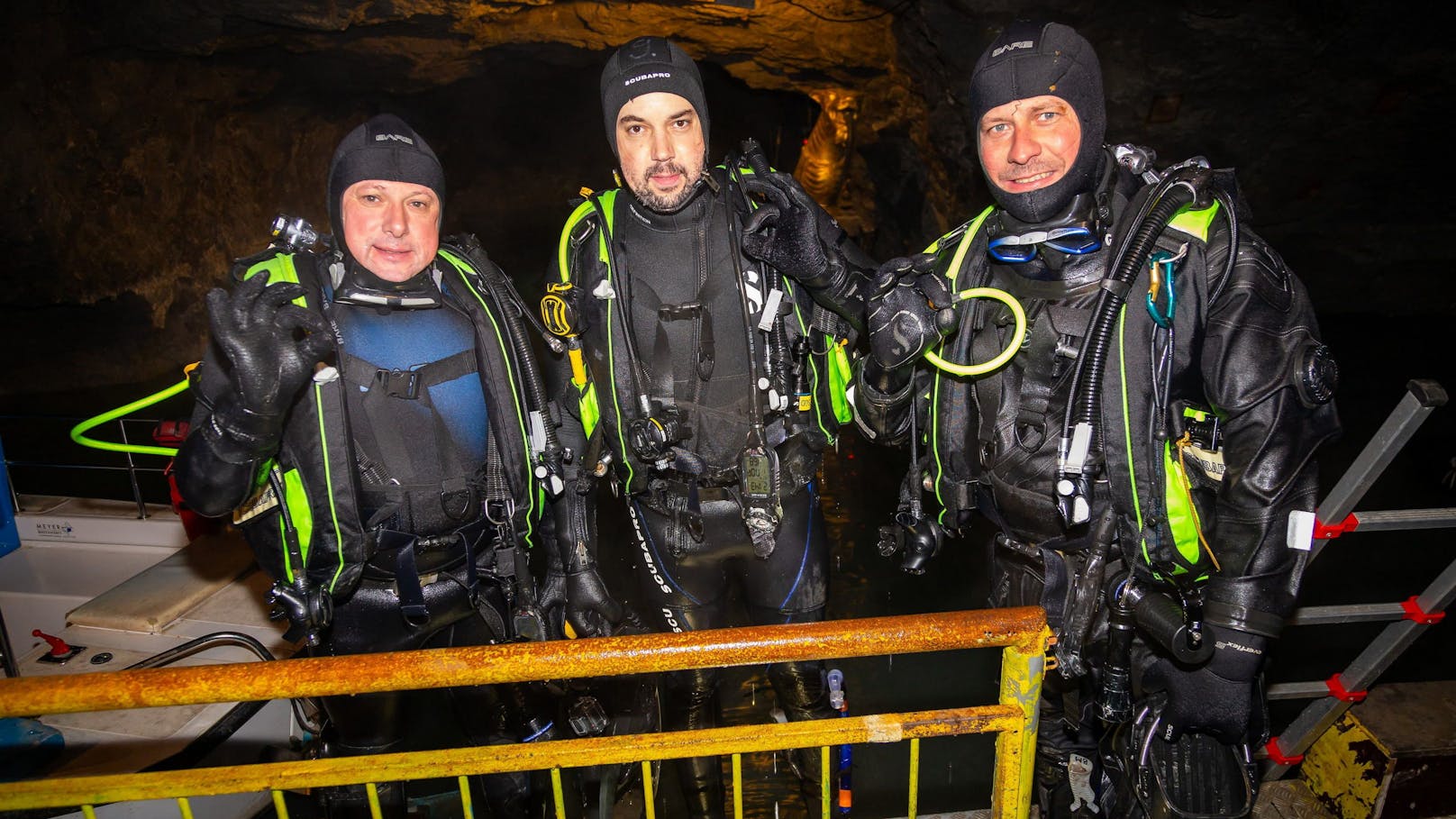 Um auf den Ernstfall vorbereitet zu sein, trafen sich 25 niederösterreichische Feuerwehrtaucher in der Seegrotte Hinterbrühl zu iner Übung.