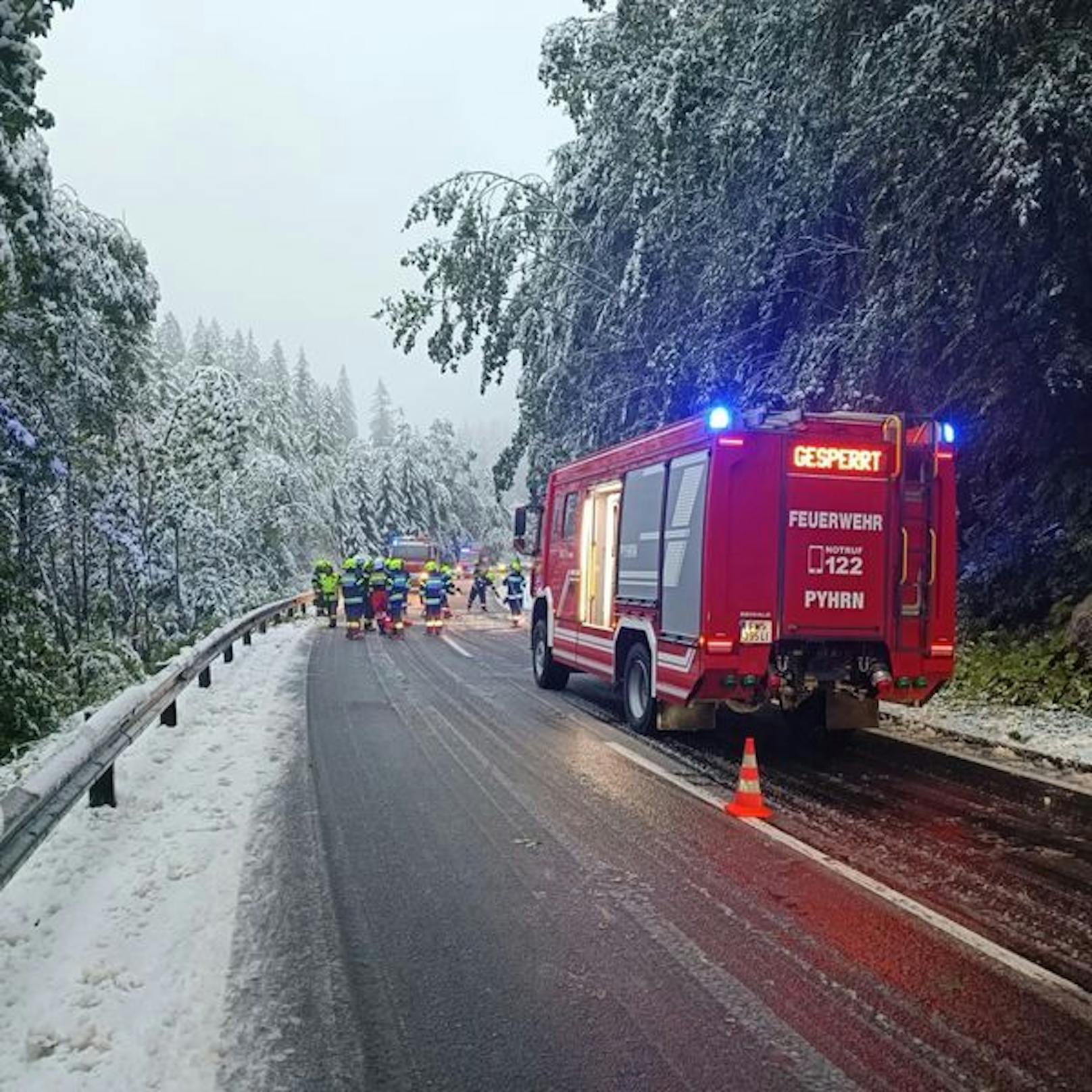 Im Süden von Oberösterreich musste die Feuerwehr Bäume umschneiden, die umzustürzen drohten.