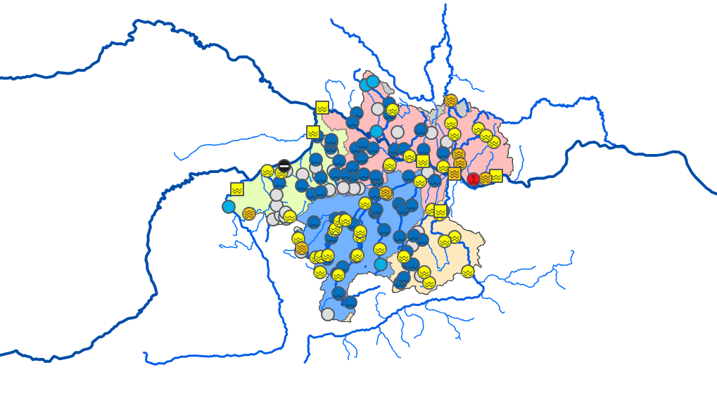 Die Karte des Hydrographischen Dienstes zeigt, wo die Lage besonders ernst ist.