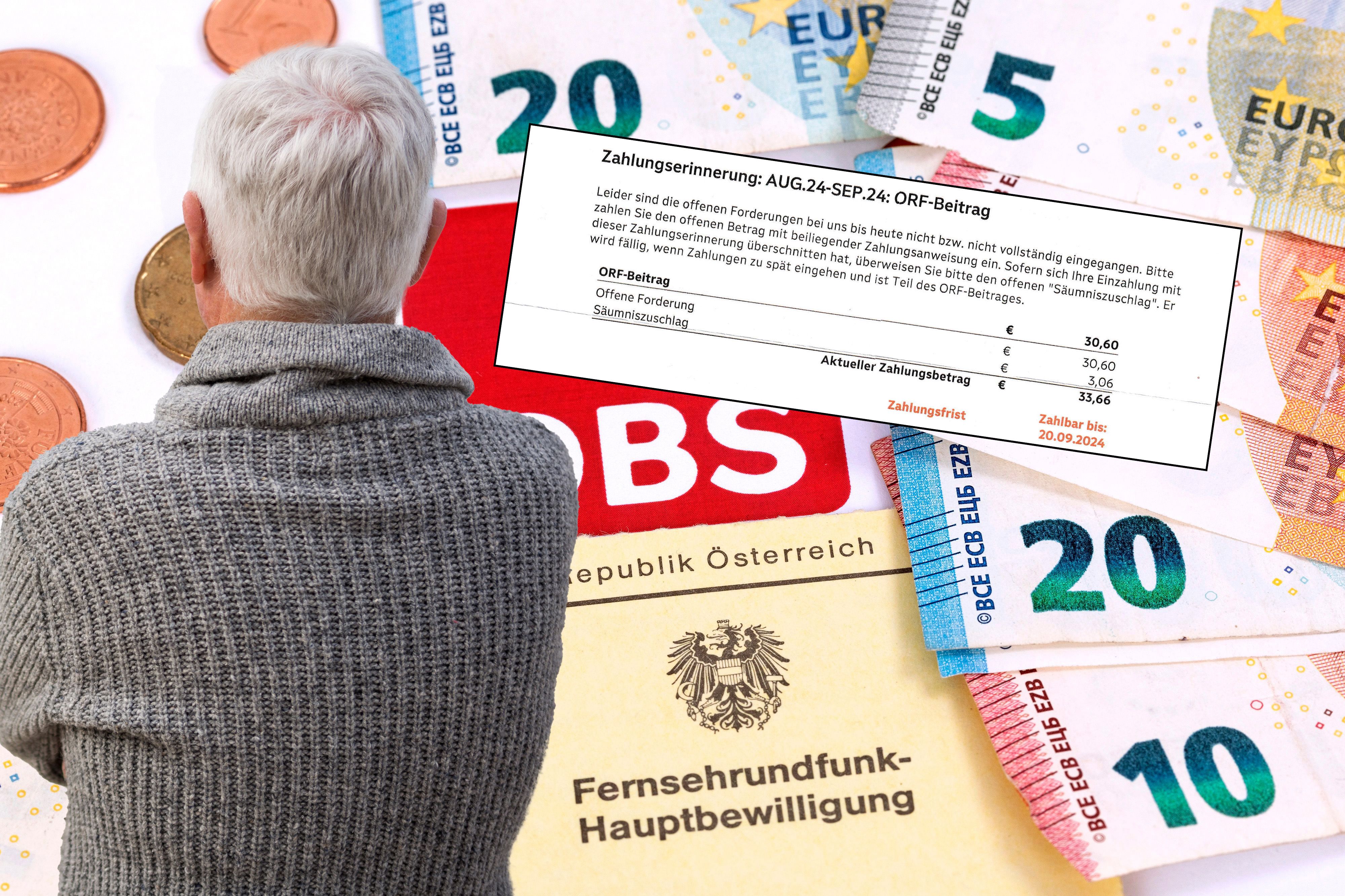 Der Pensionist vergaß im Sommer auf die Einzahlung, soll nun gleich 10 % mehr zahlen (Symbolbilder).