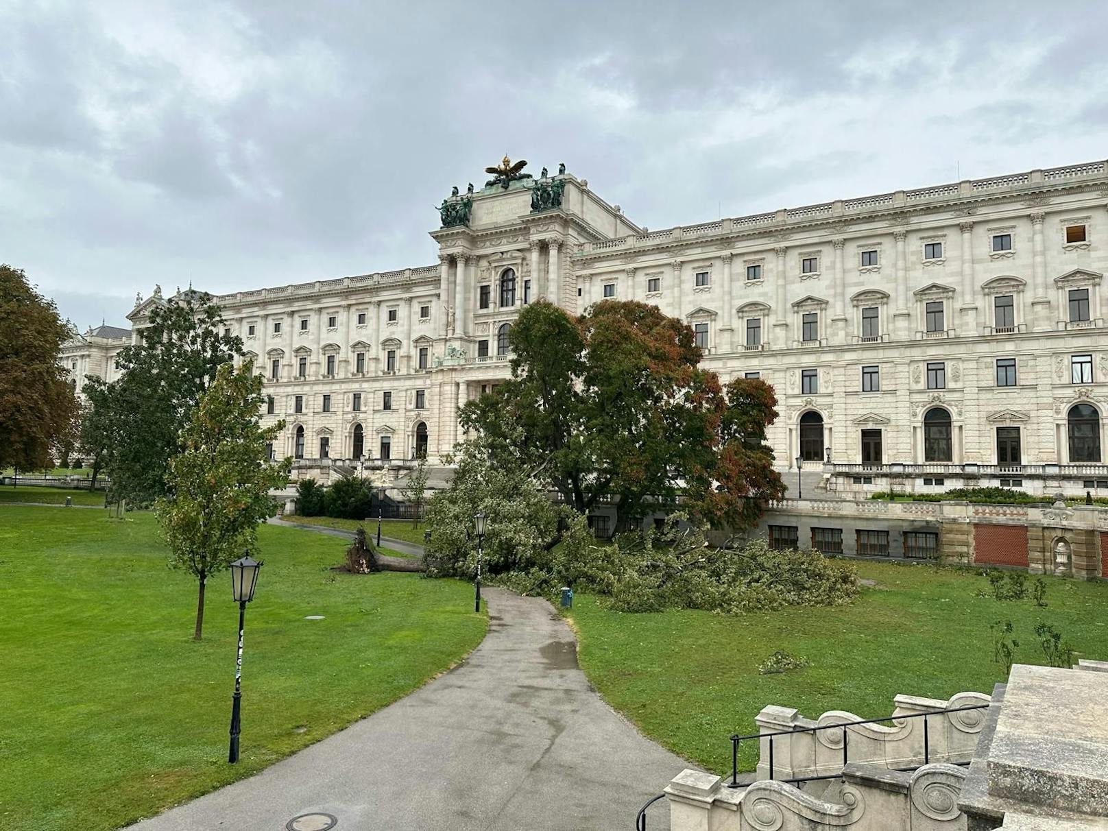 Durch den sintflutartigen Regen standen Teile der Hofburg unter Wasser – auch der Burggarten ist betroffen. 