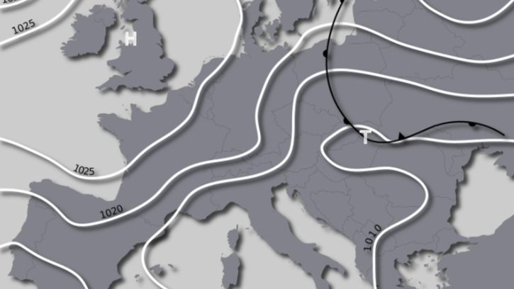 Bodendruck- und Frontenkarte für Montag, 16. September