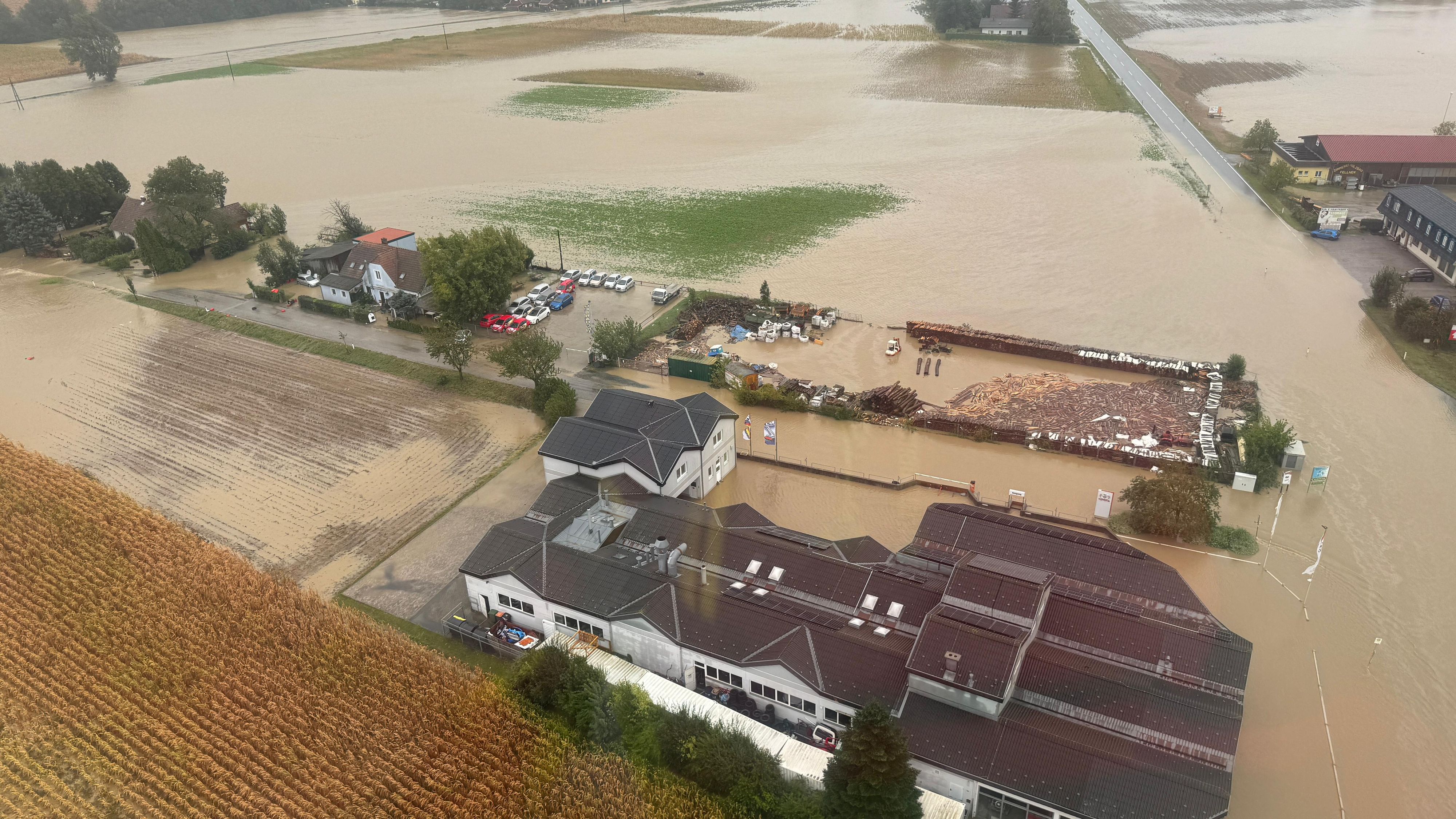 Luftaufnahmen zeigen Ausmaß der Zerstörung: Hier ein vom Hochwasser betroffenes Gebiet im Waldviertel