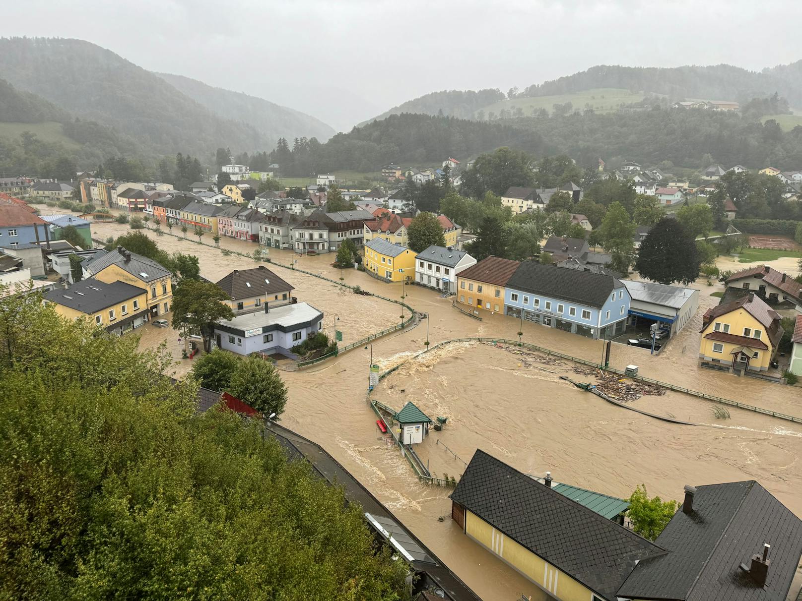 Das Hochwasser in Kirchberg an der Pielach (NÖ).