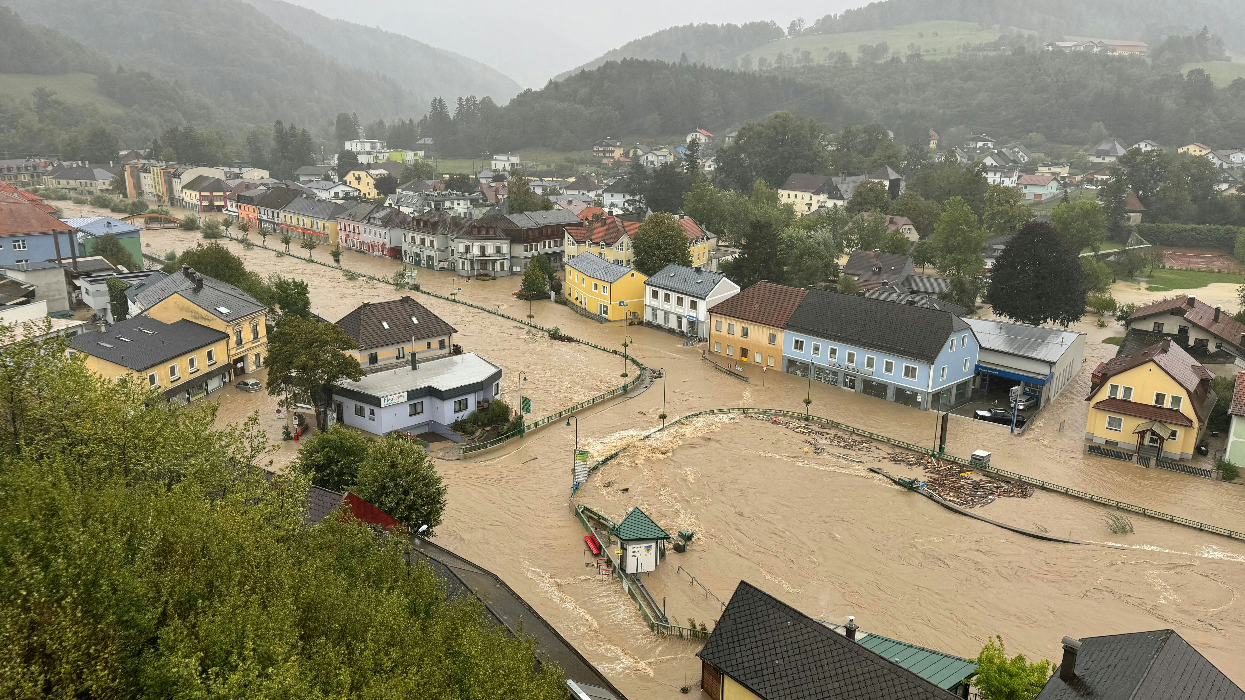 Das Hochwasser in Kirchberg an der Pielach (NÖ).