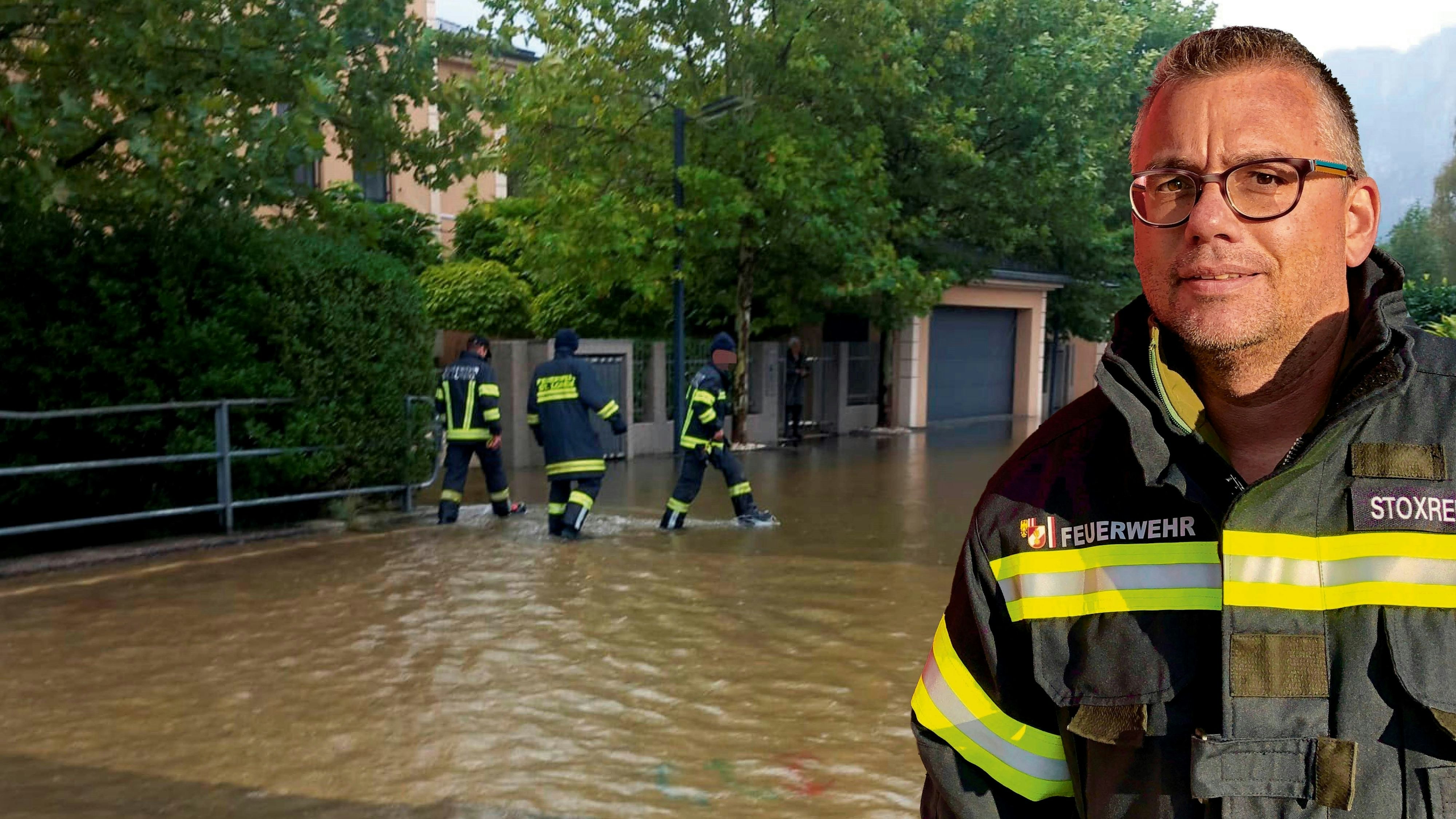 Christian Stoxreiter erzählt "Heute" von den Hochwasser-Einsätzen des Abschnittsfeuerwehrkommandos Mondsee.