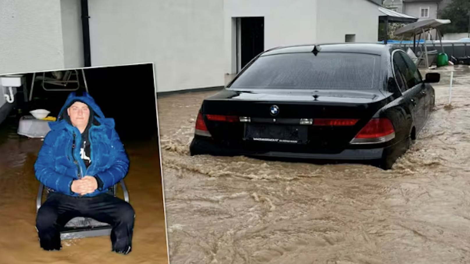 <strong>16.09.2024: Vor einem Monat gekauft – Flutopfer verliert Traumauto.</strong> Der 7er-BMW war sein ganzer Stolz: Das Hochwasser zerstörte das Auto von Kiki (21), die Flut drang in sein Wohnzimmer ein – <a data-li-document-ref="120059026" href="https://www.heute.at/s/vor-einem-monat-gekauft-flutopfer-verliert-traumauto-120059026">nun bittet er um Spenden &gt;&gt;&gt;</a>