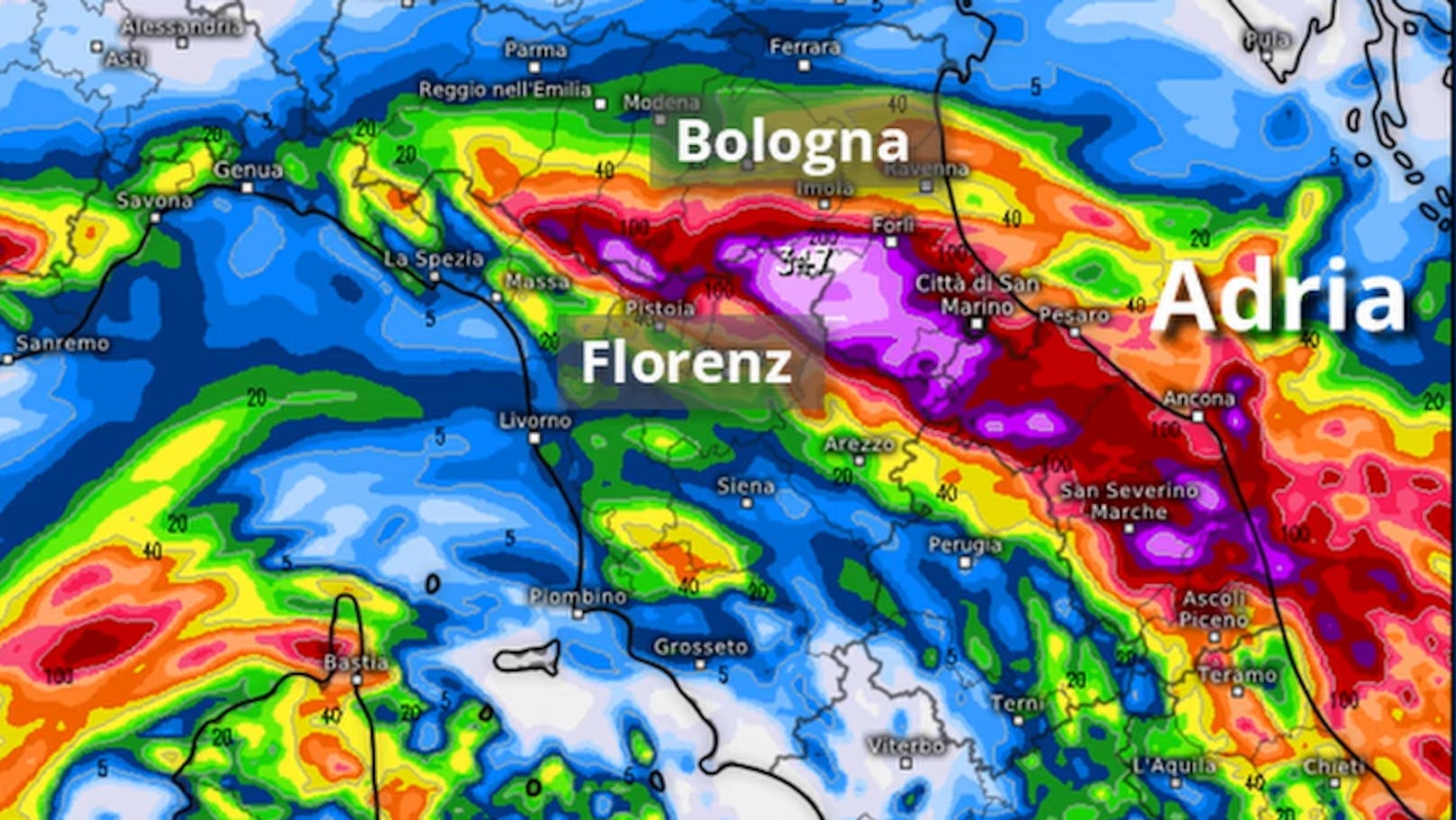 Sintflut-Regen trifft jetzt Italien mit voller Wucht