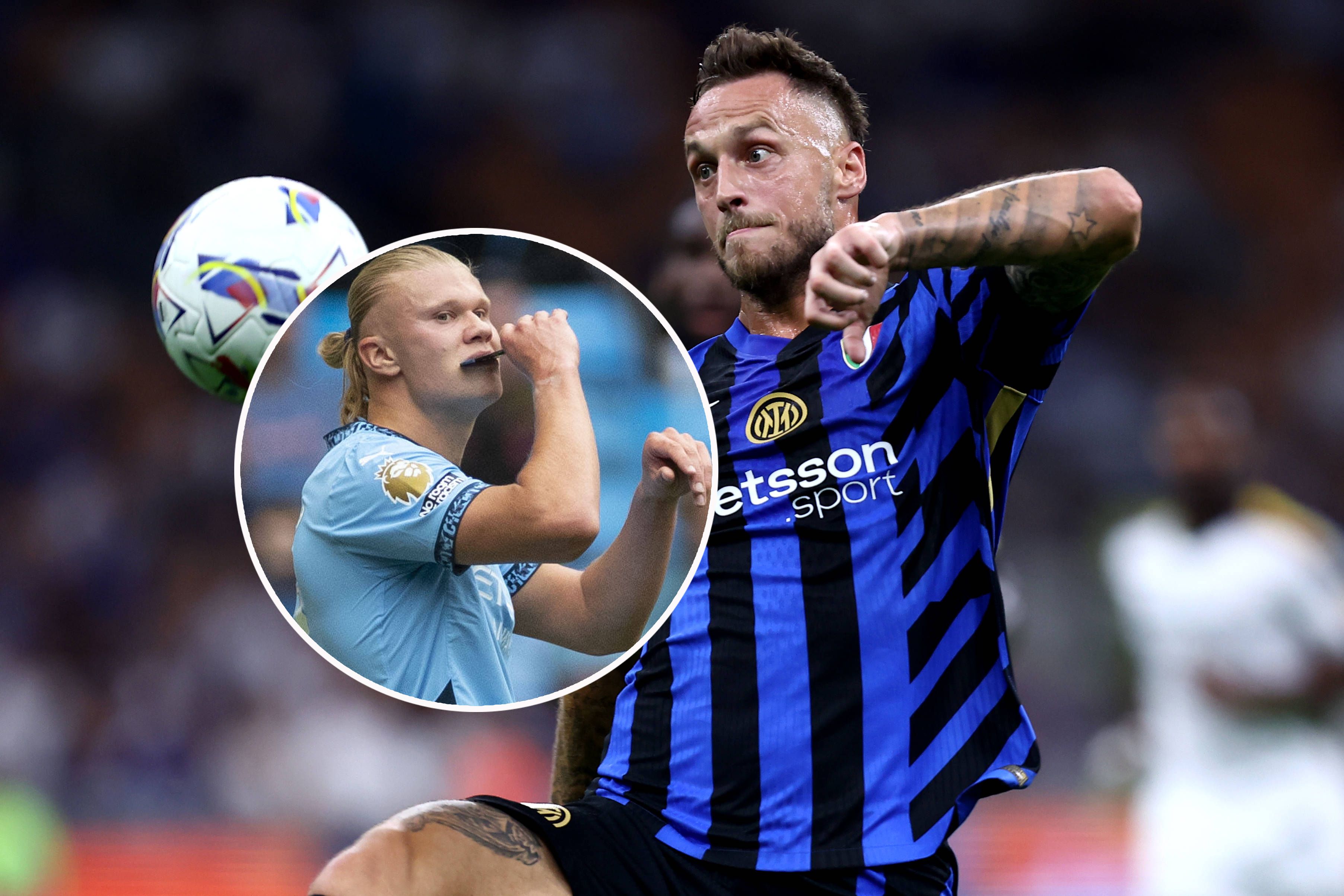 Marko Arnautovic (r.) kann sich nicht mit Erling Haaland messen.