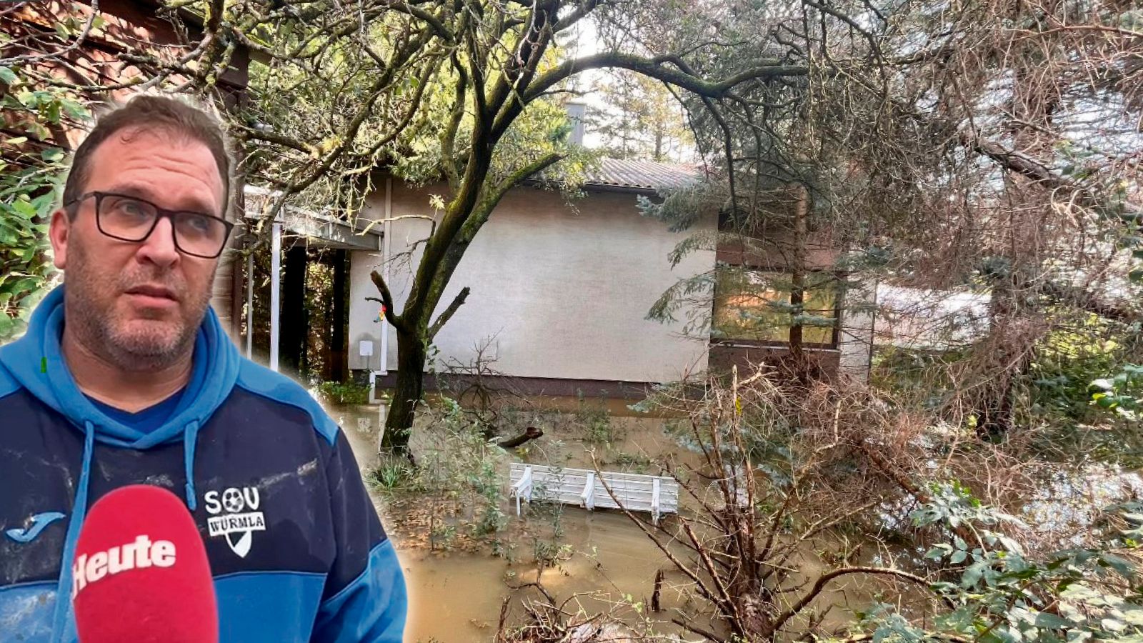 Werbeunternehmer Marcel, er ist Nachbar des Todesopfers, beschreibt die dramatischen Stunden (Fotomontage).