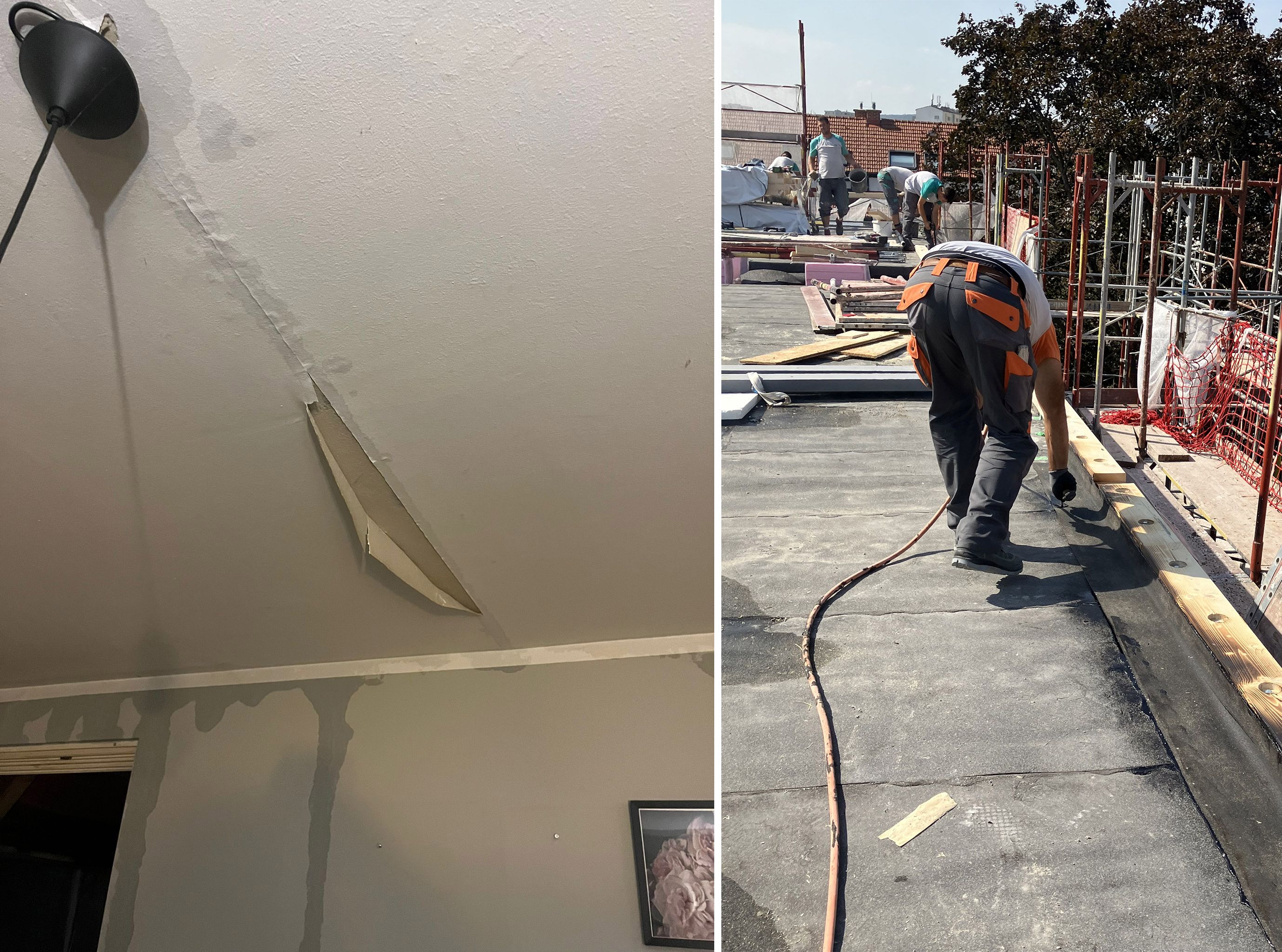 Im Gemeindebau in der Gregorygasse rann das Wasser von der Decke, Handwerker sind im Dauereinsatz.