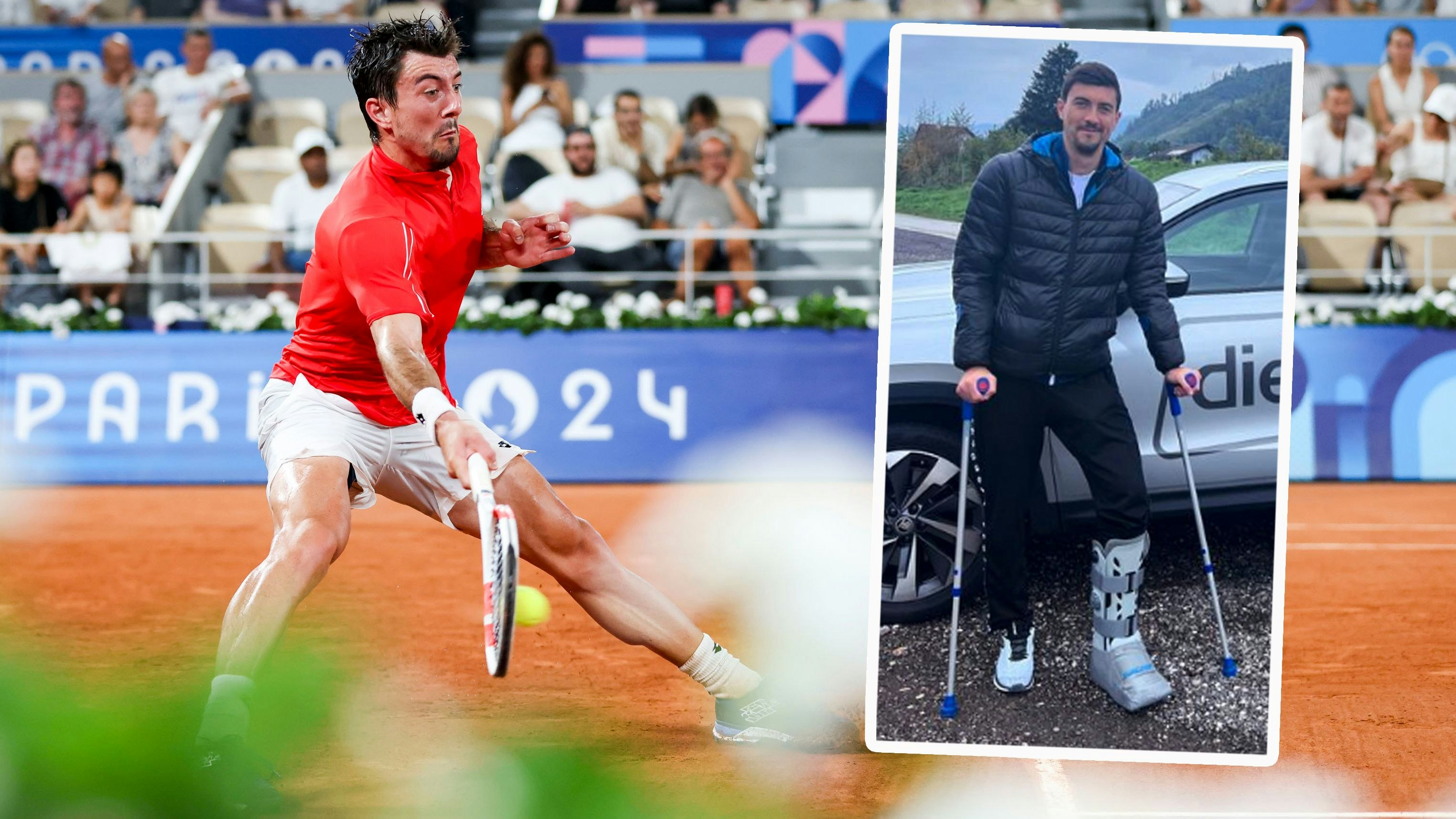 Sebastian Ofner plagten lange Fersenprobleme. Jetzt zeigt er sich erstmals nach der Operation (r.).