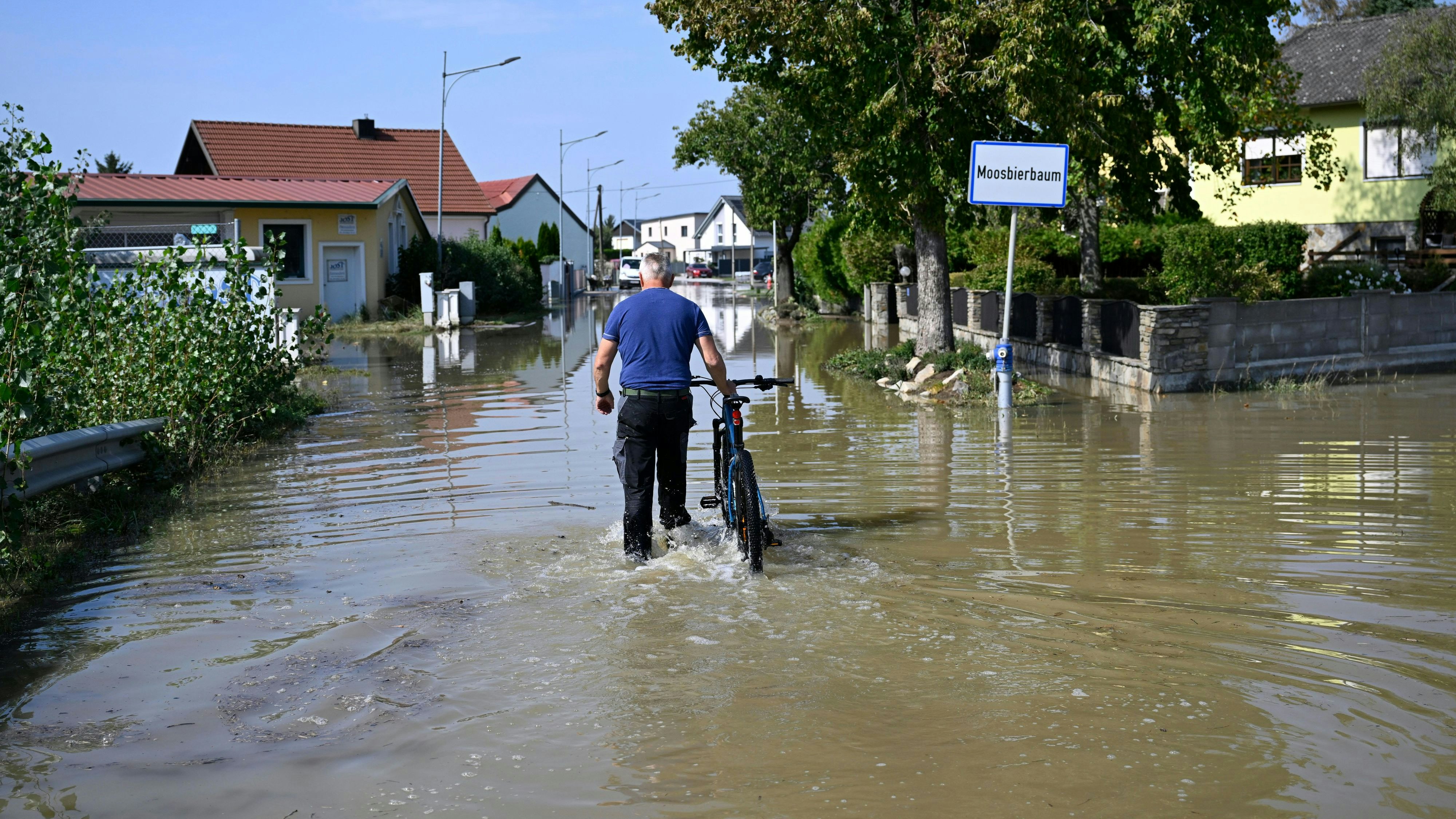 Die Hochwasser-Situation, aufgenommen am 18. September 2024 in Moosbierbaum in Niederösterreich