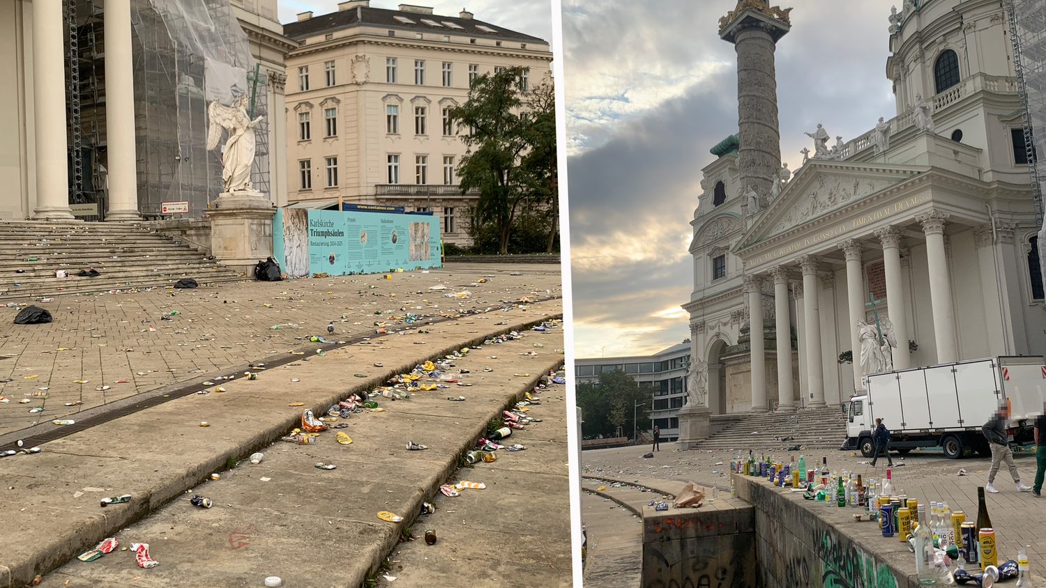 Wiener Karlskirche mutiert nach Rave zu Schandfleck