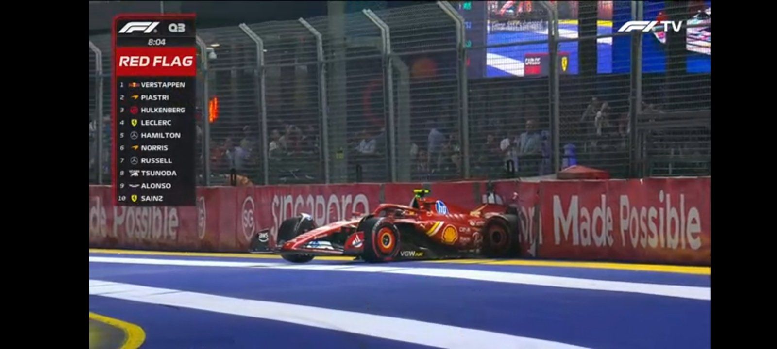 Formel-1-Ass Carlos Sainz ist im Qualifying von Singapur gecrasht. 