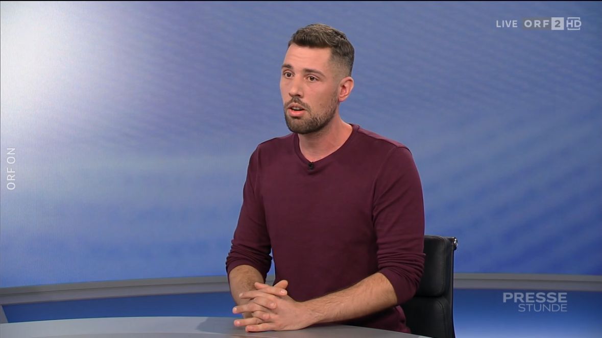 KPÖ-Spitzenkandidat Tobias Schweiger in der Pressestunde.