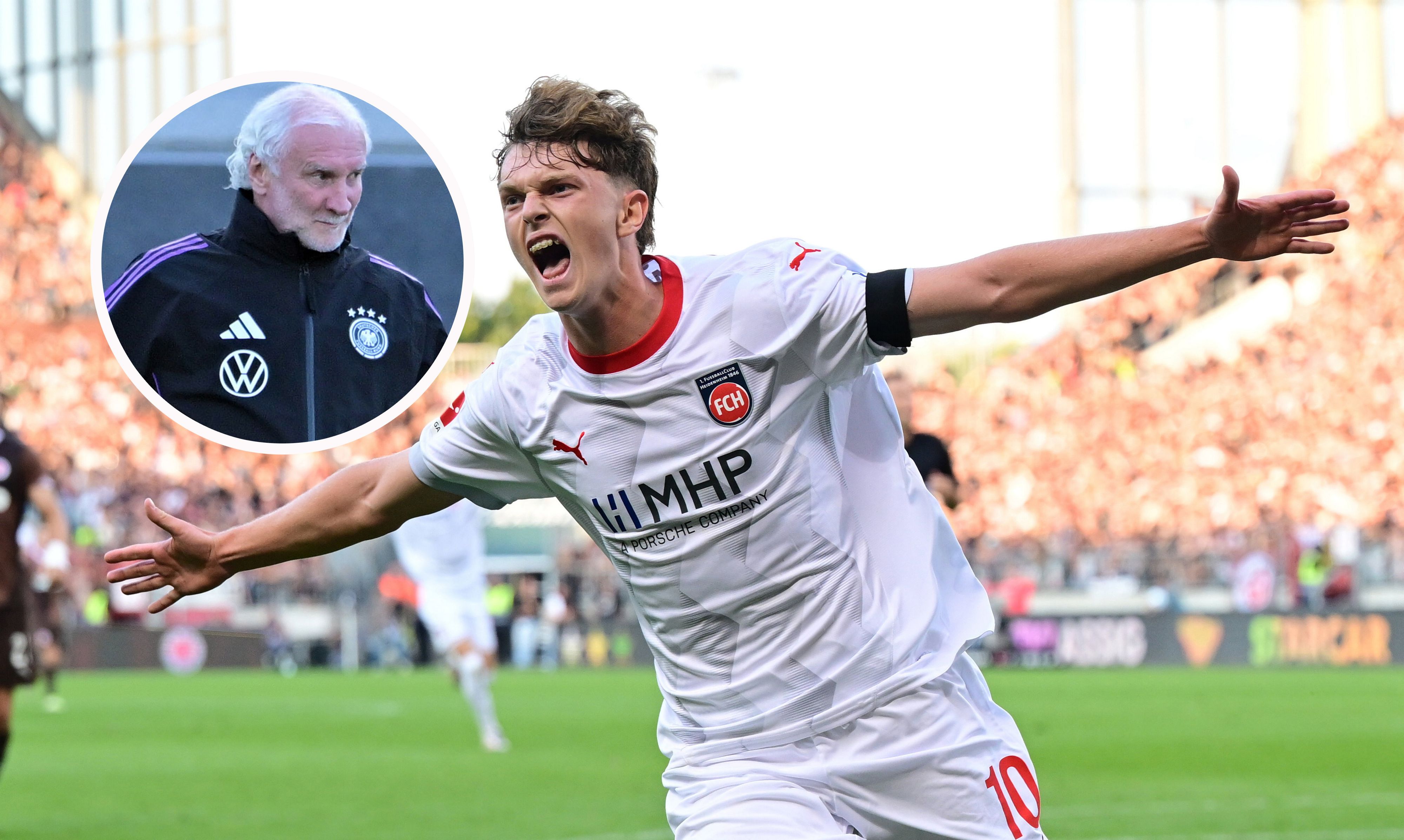 Rudi Völler (l.) hofft, dass sich Paul Wanner gegen Österreich entscheidet.