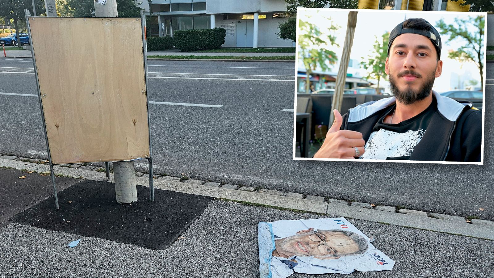 Dass die FPÖ nicht bei jedem beliebt ist, zeigt ein heruntergerissenes Plakat im Linzer Franckviertel. Auch Kaneschka (24) ist kein Fan.