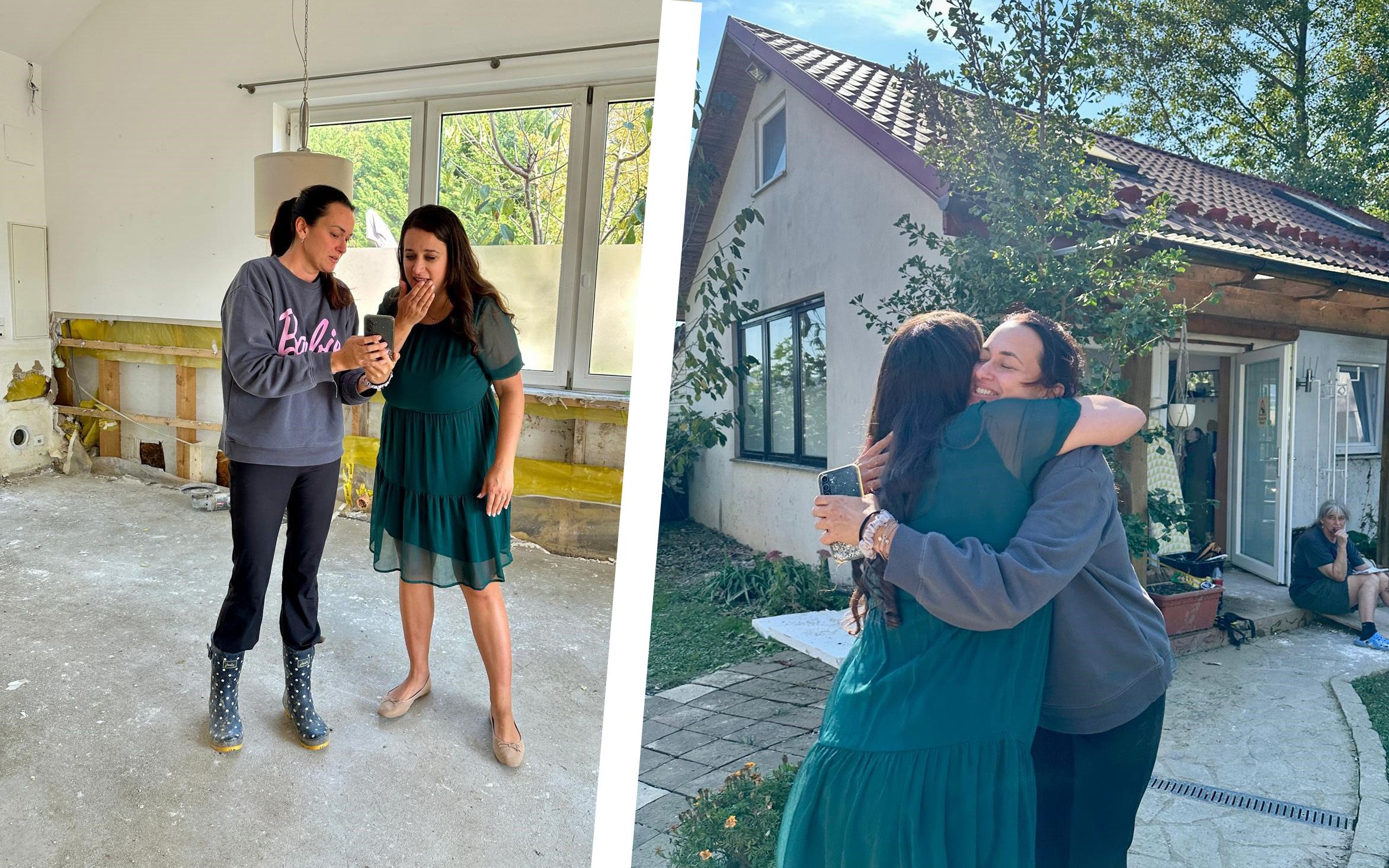 Anita Ableidinger von Kronehit (l.) mit Marina N. – als die Moderatorin der Hochwasser-Betroffenen den nachträglichen Gewinn mitteilte, flossen vor Ort die Tränen.